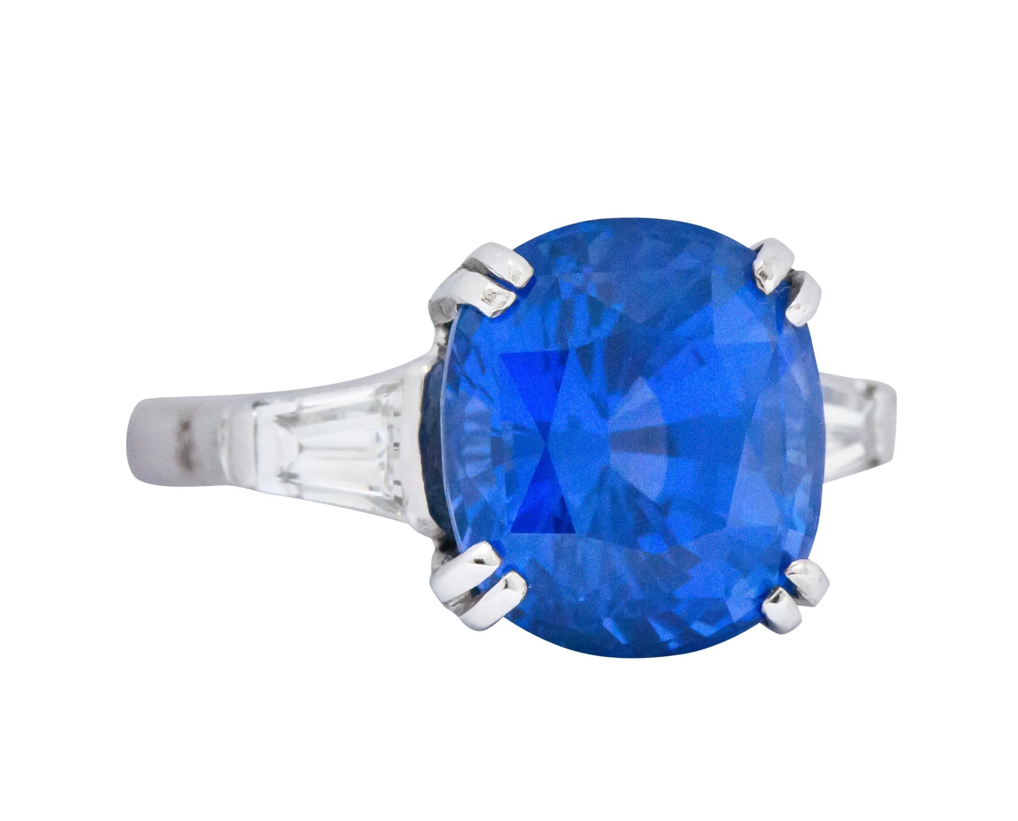 Vintage 8.62 CTW No Heat Ceylon Sapphire Diamond Platinum Ring AGL - Image 2