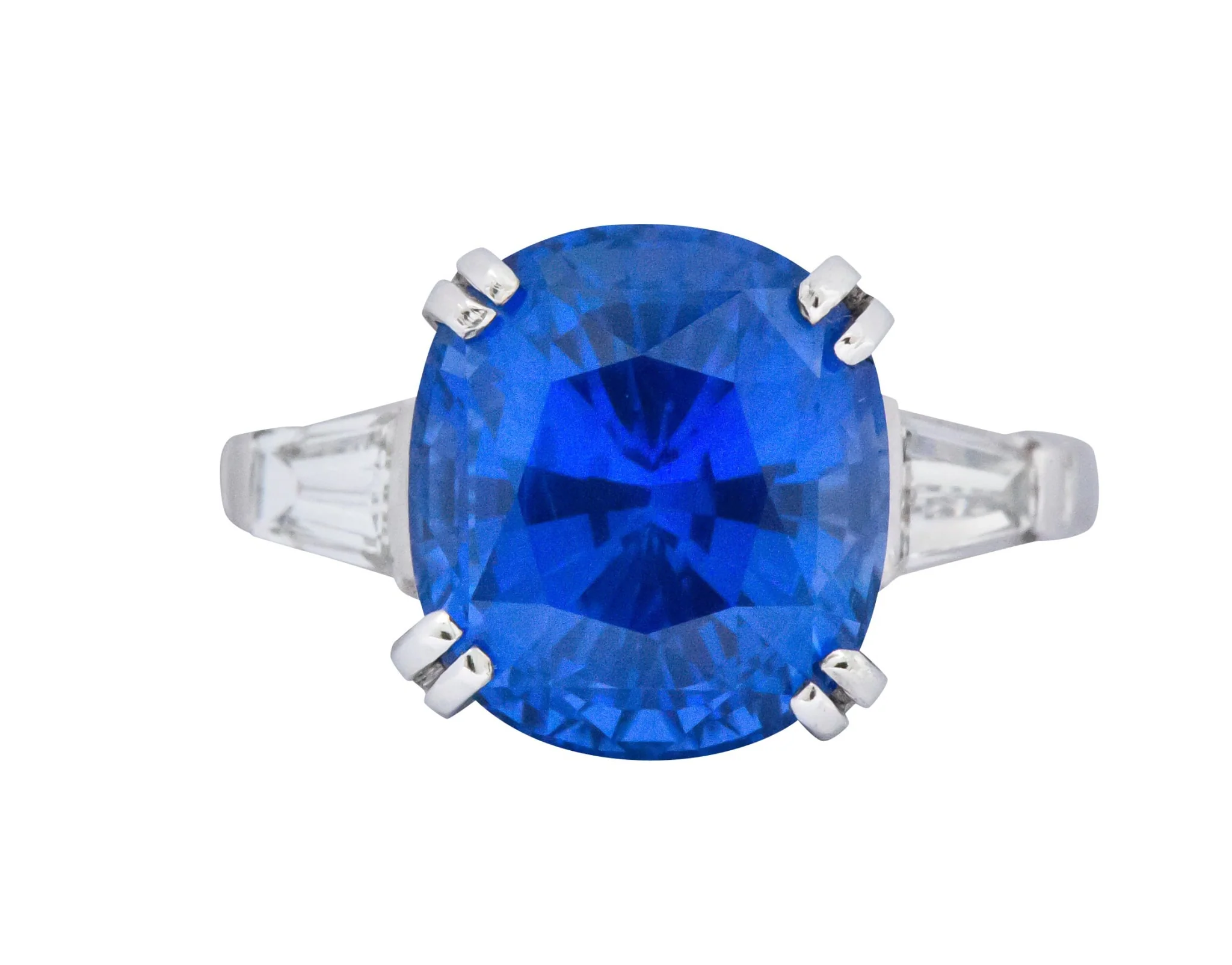 Vintage 8.62 CTW No Heat Ceylon Sapphire Diamond Platinum Ring AGL - Image 3