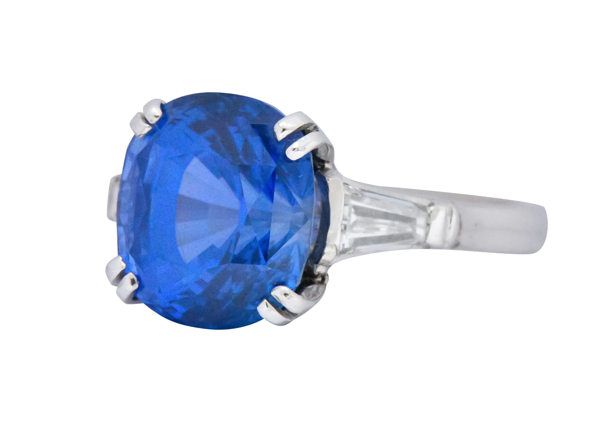 Vintage 8.62 CTW No Heat Ceylon Sapphire Diamond Platinum Ring AGL - Image 4
