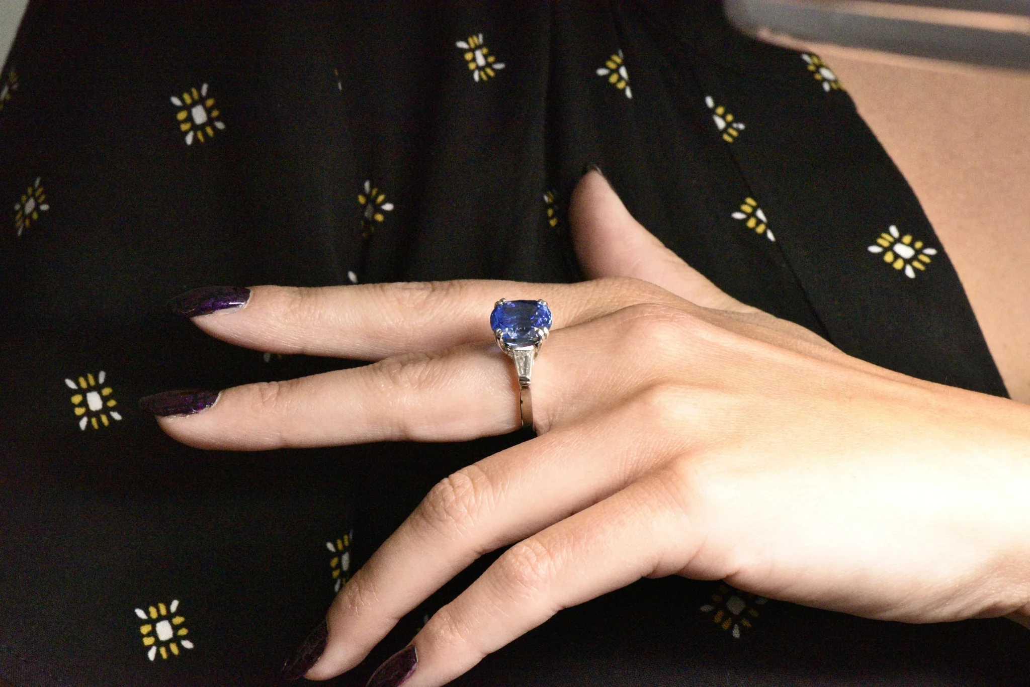 Vintage 8.62 CTW No Heat Ceylon Sapphire Diamond Platinum Ring AGL - Image 9