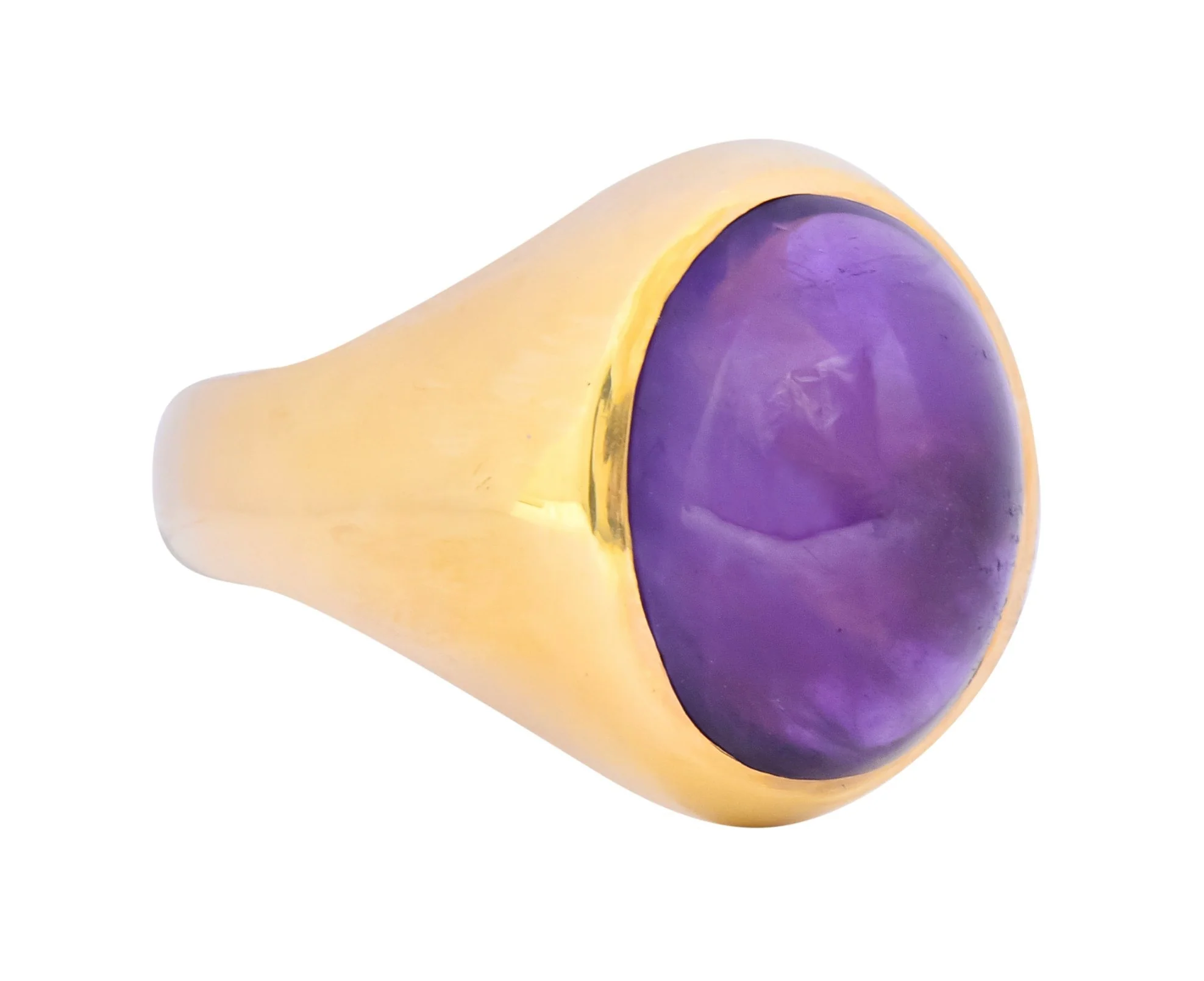 Vintage Amethyst 14 Karat Gold Cabochon Unisex Ring - Image 2