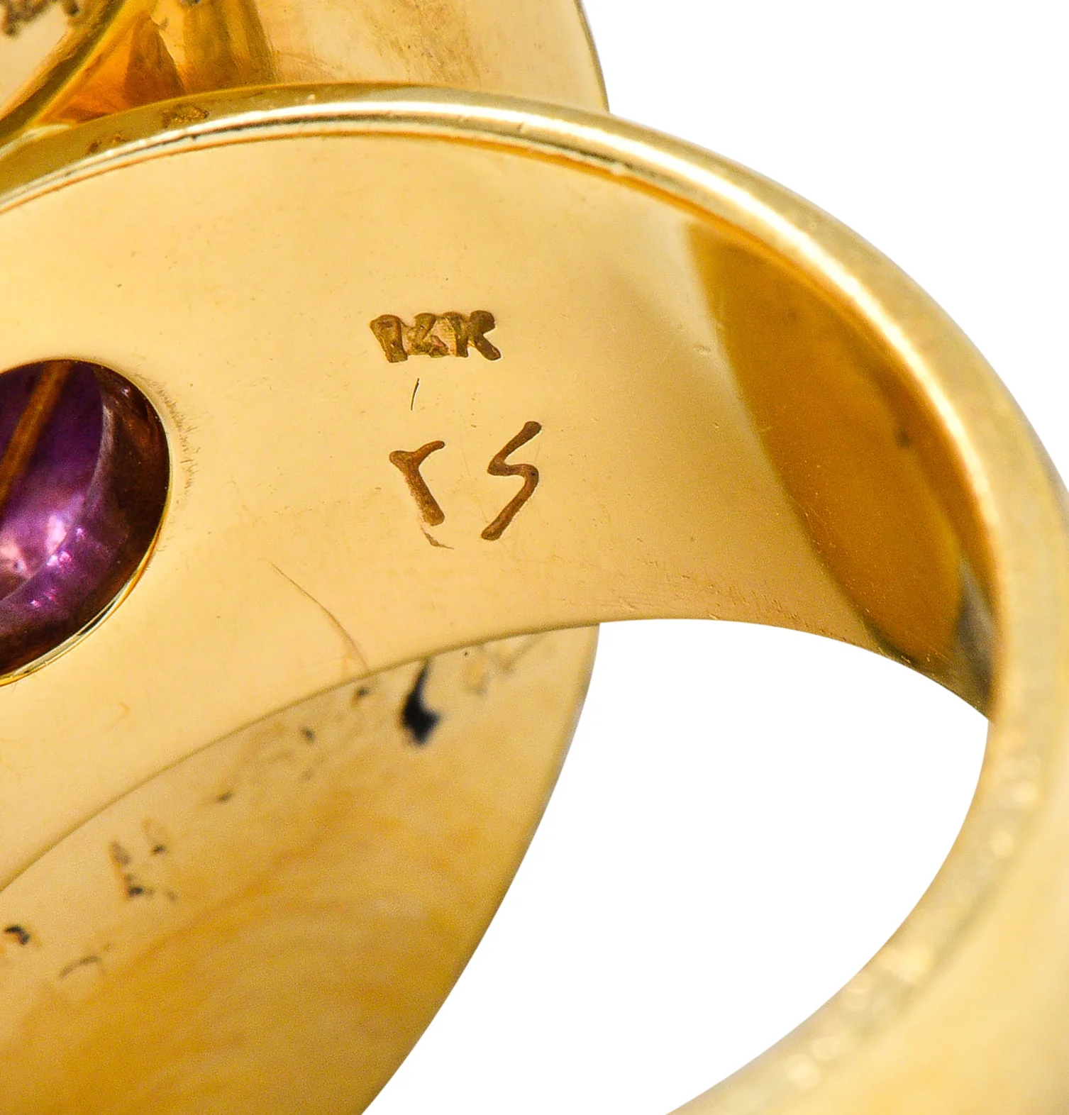Vintage Amethyst Opal Diamond 14 Karat Gold Statement Ring - Image 8