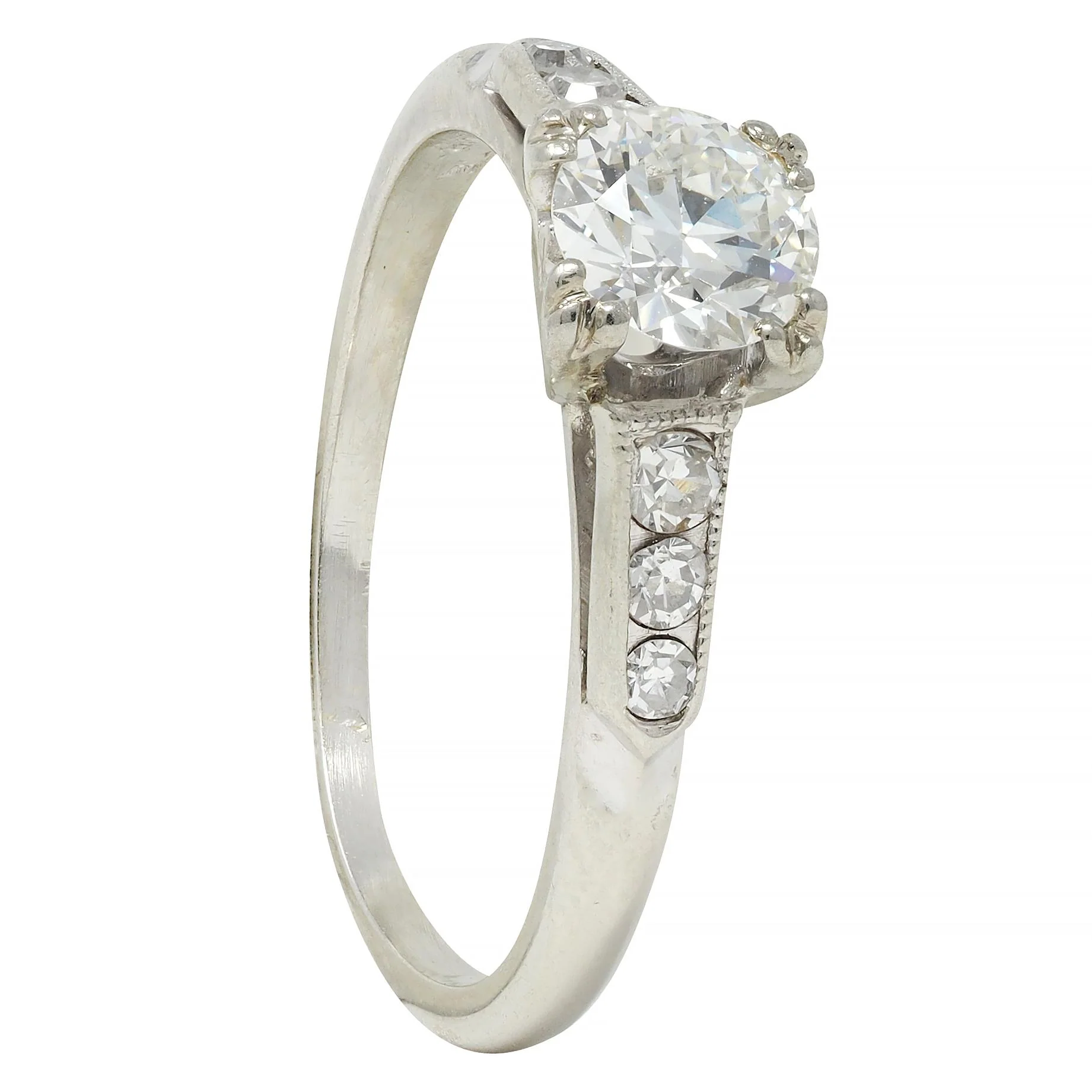 Vintage Art Deco 0.52 CTW Diamond 18 Karat White Gold Engagement Ring - Image 10