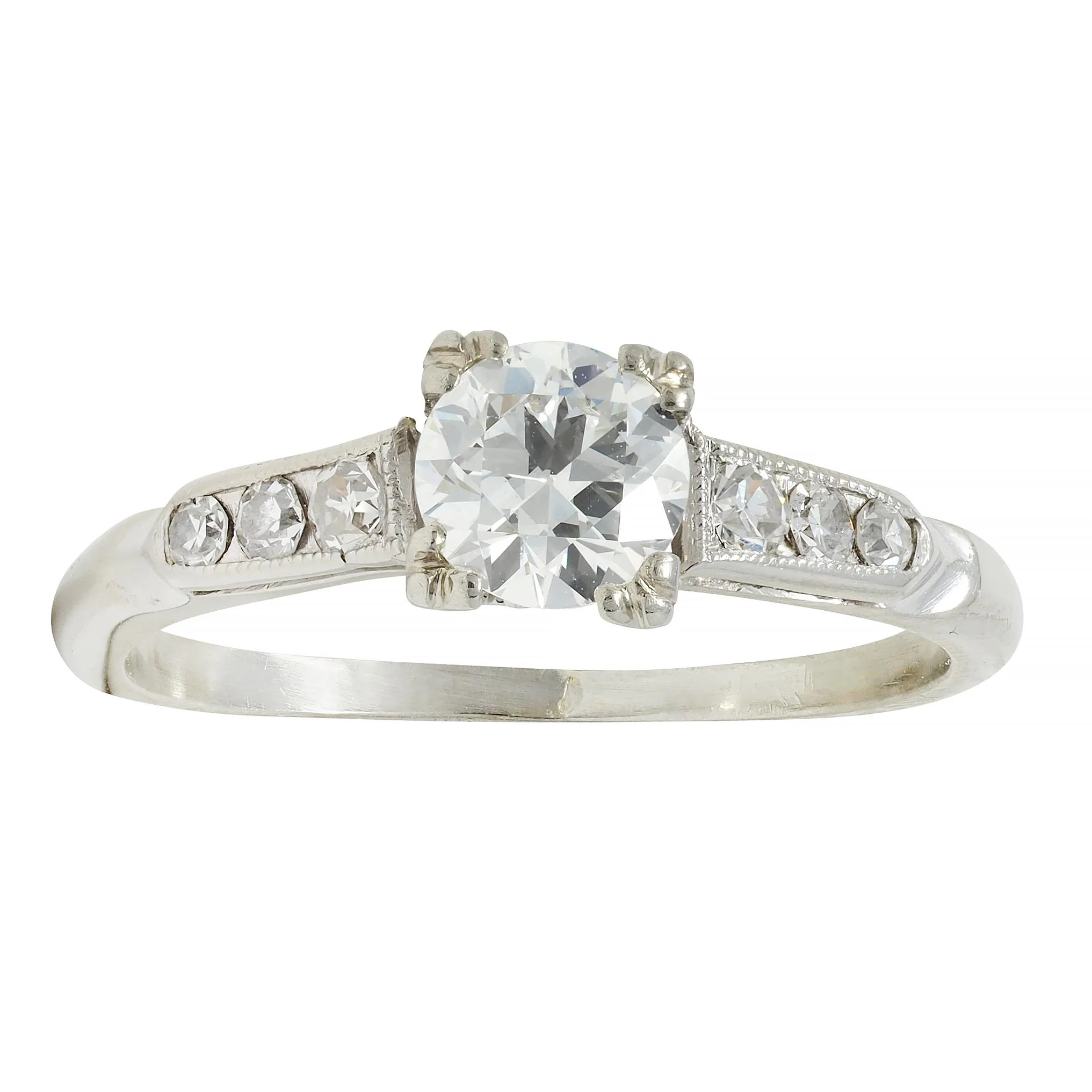 Vintage Art Deco 0.52 CTW Diamond 18 Karat White Gold Engagement Ring - Image 11