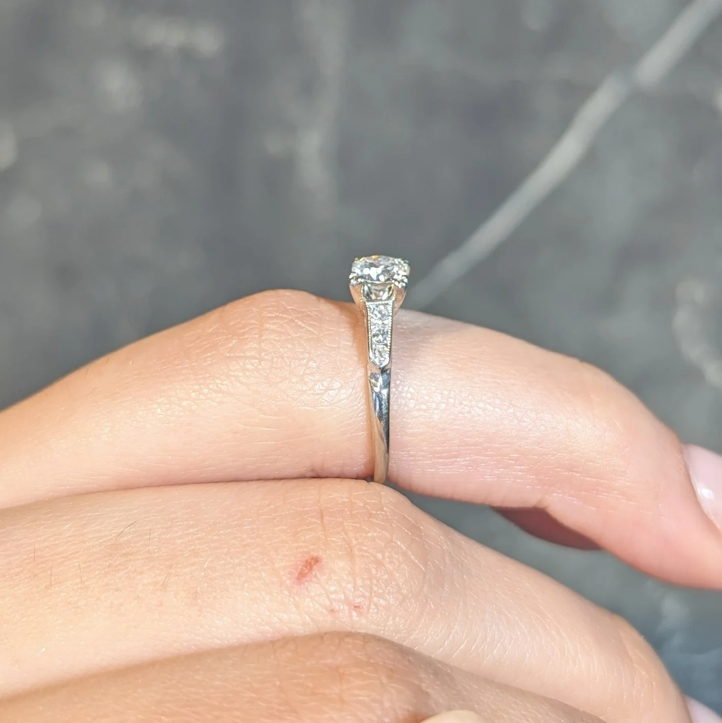 Vintage Art Deco 0.52 CTW Diamond 18 Karat White Gold Engagement Ring - Image 13