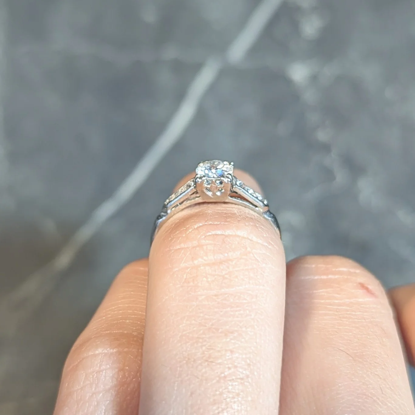 Vintage Art Deco 0.52 CTW Diamond 18 Karat White Gold Engagement Ring - Image 14