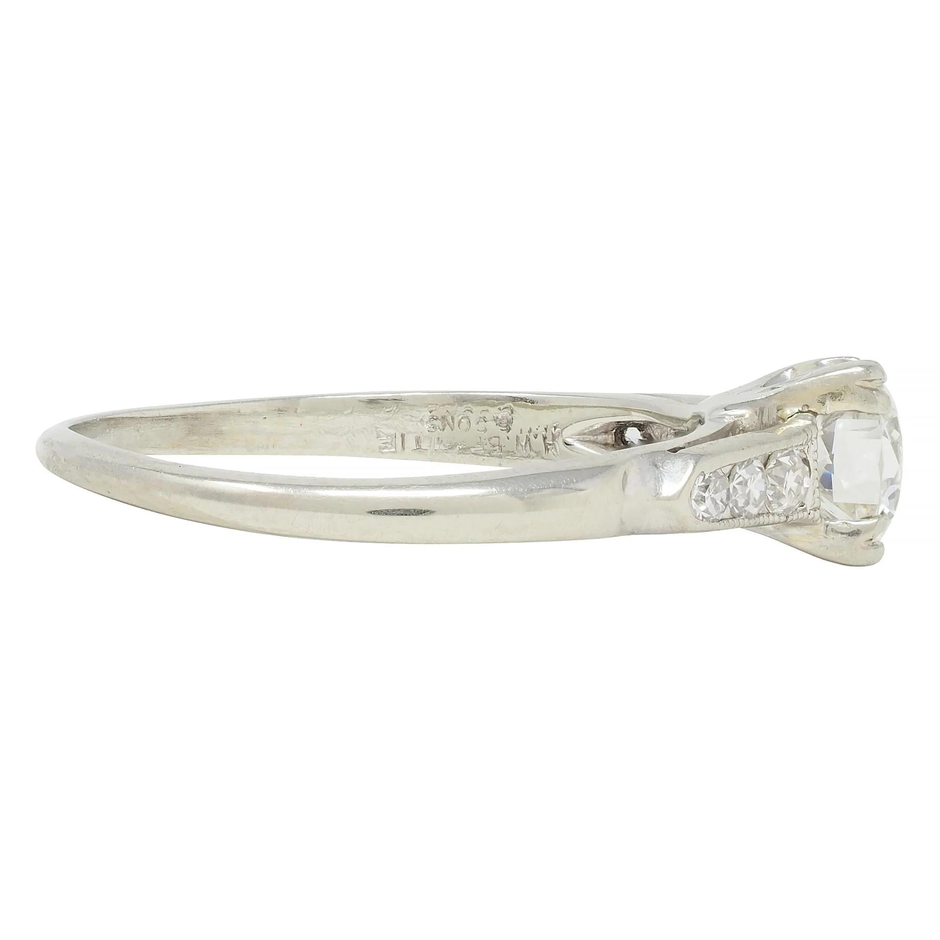 Vintage Art Deco 0.52 CTW Diamond 18 Karat White Gold Engagement Ring - Image 3