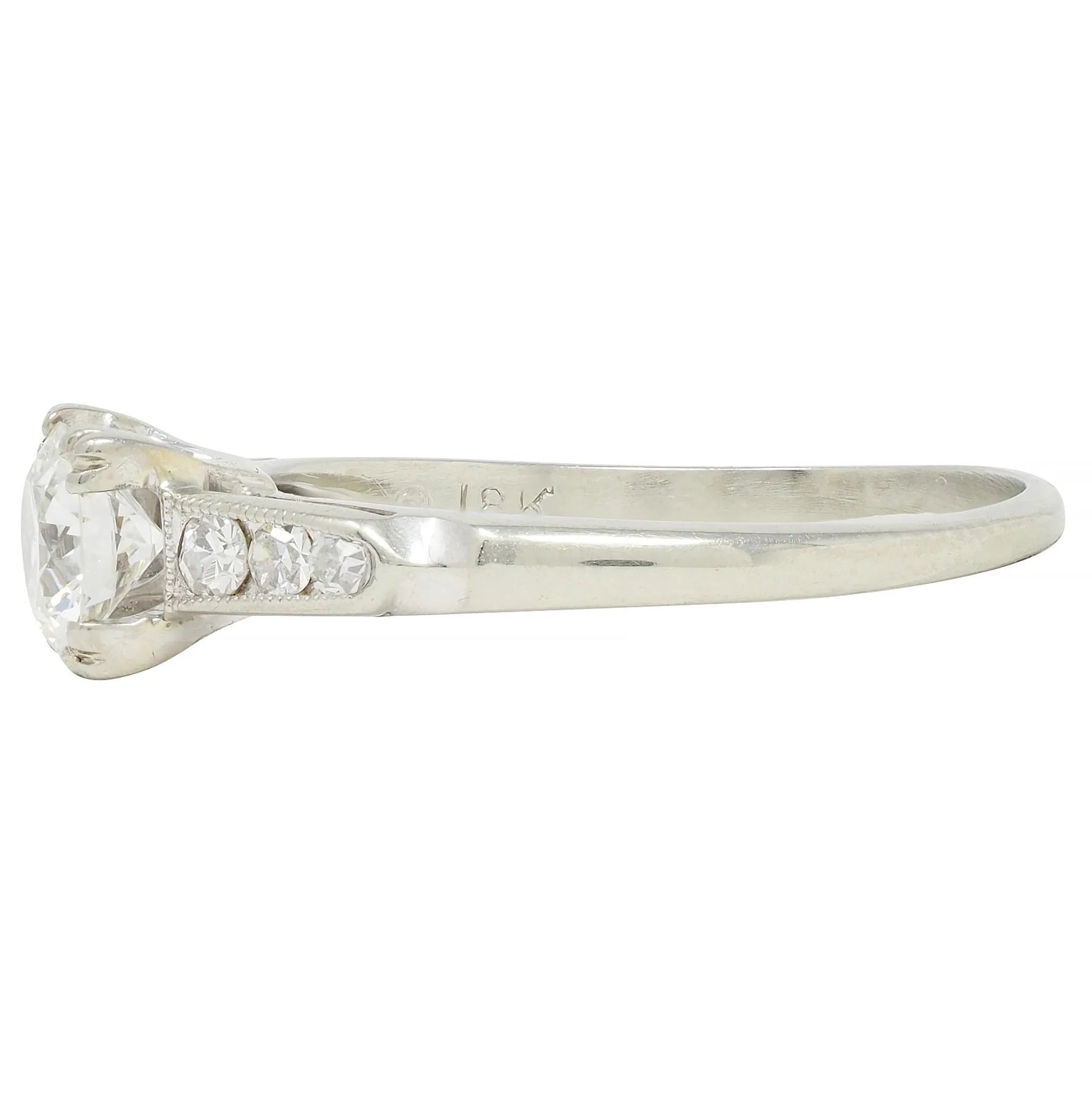 Vintage Art Deco 0.52 CTW Diamond 18 Karat White Gold Engagement Ring - Image 5
