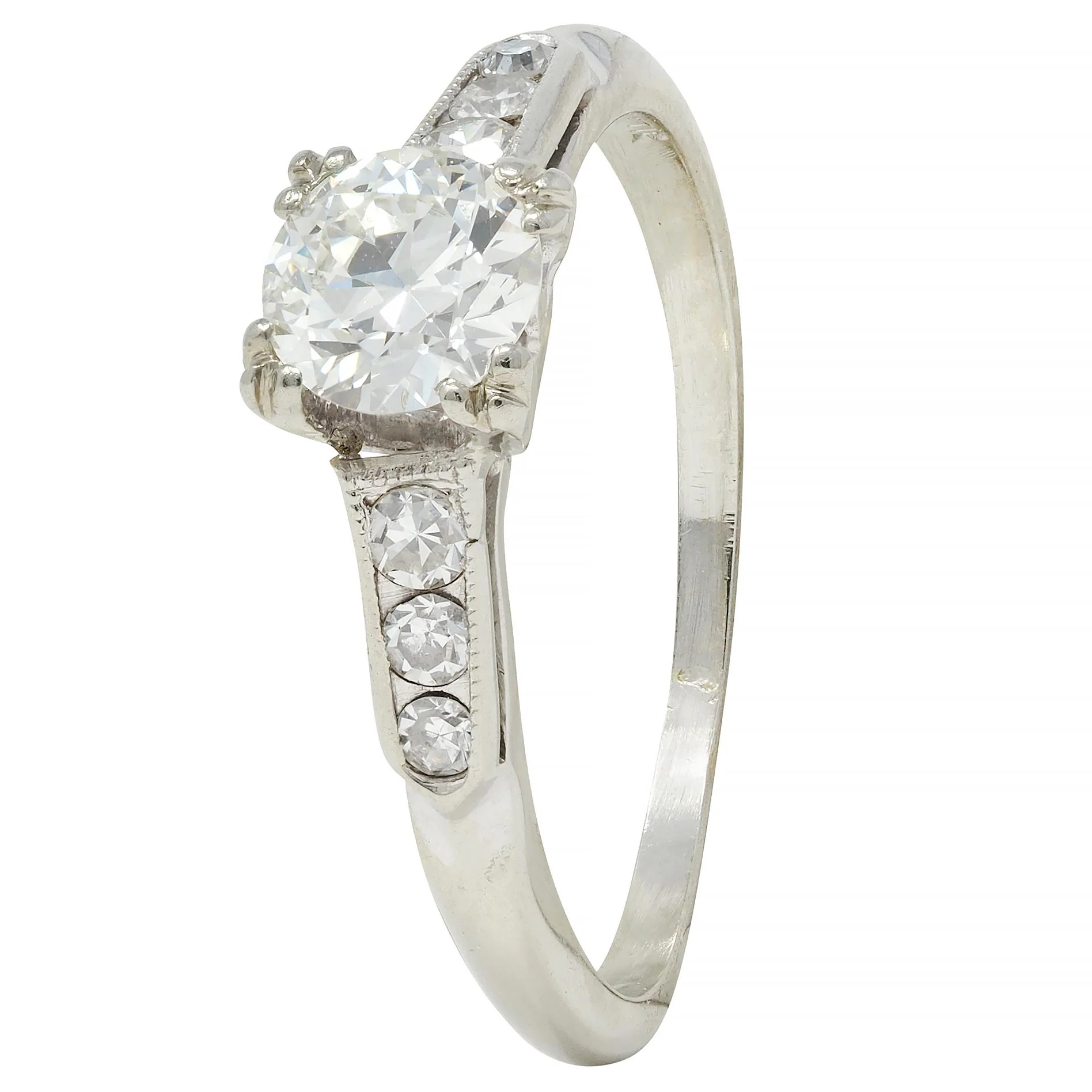 Vintage Art Deco 0.52 CTW Diamond 18 Karat White Gold Engagement Ring - Image 8