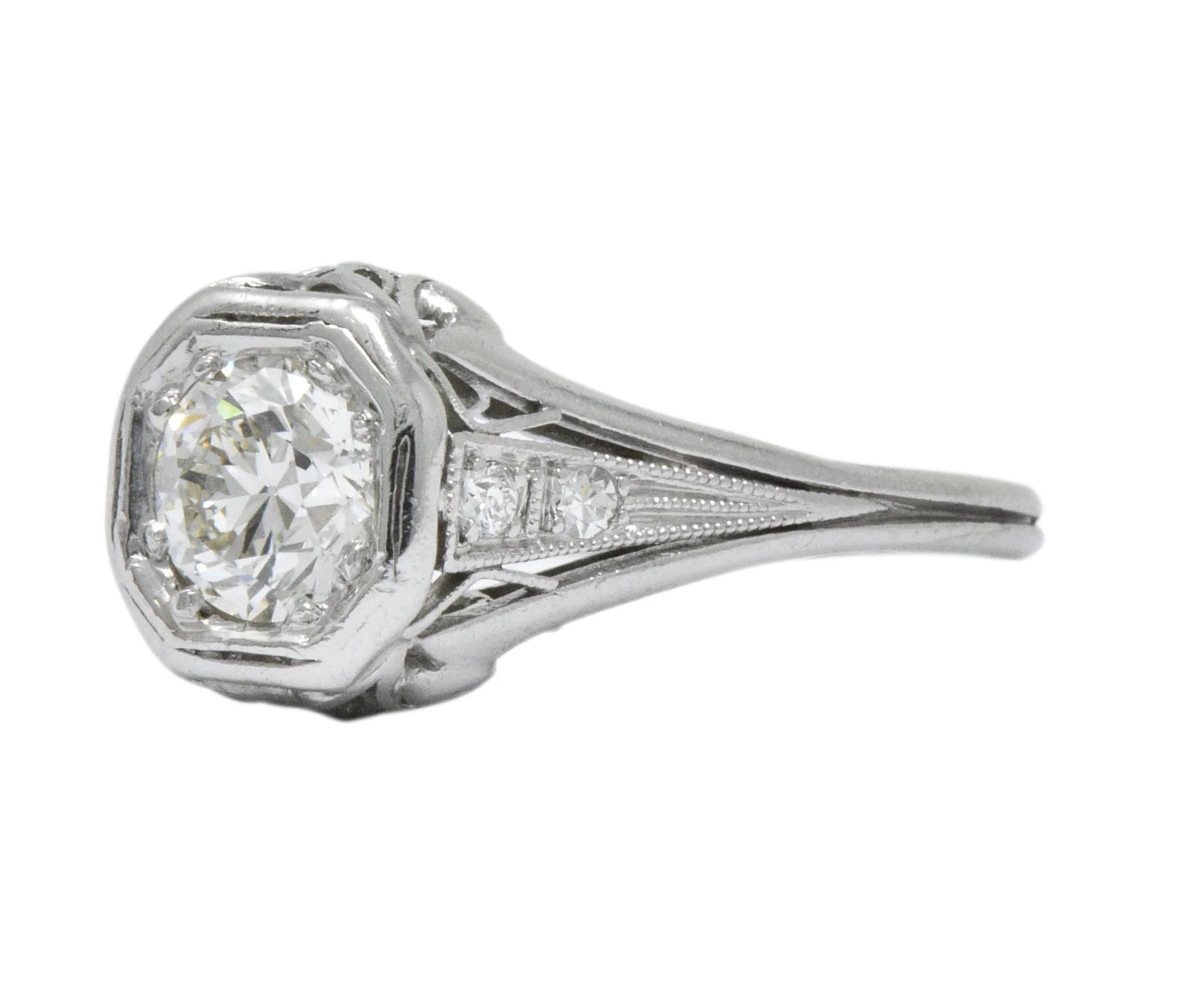 Vintage Art Deco 0.73 CTW Diamond Platinum Engagement Ring - Image 2