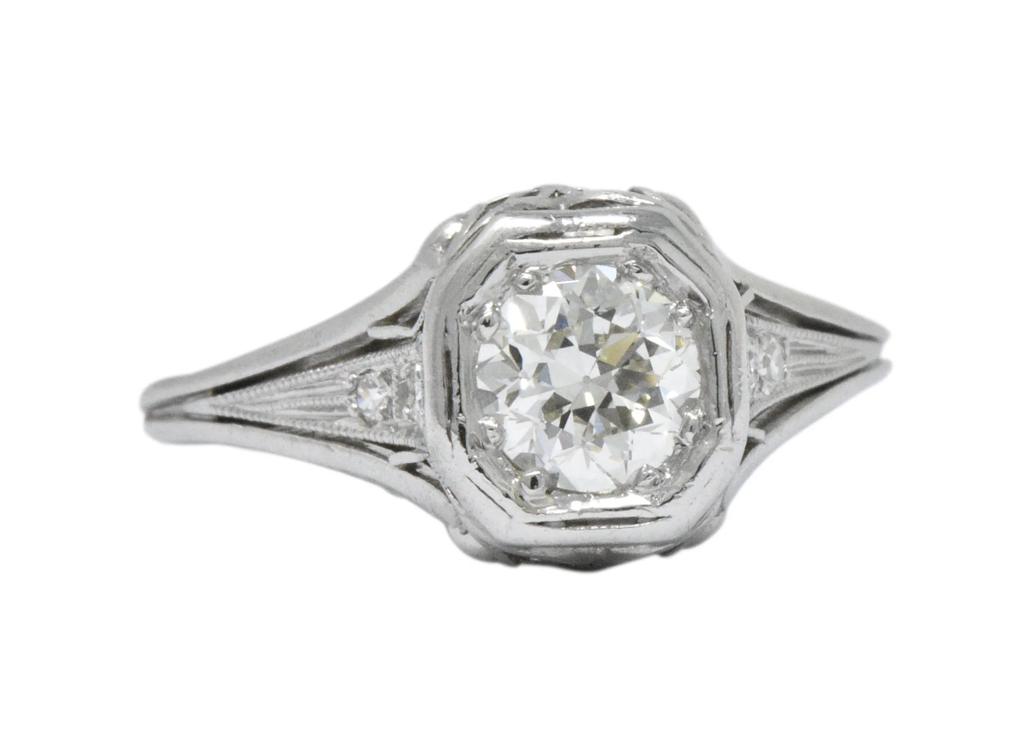 Vintage Art Deco 0.73 CTW Diamond Platinum Engagement Ring - Image 4