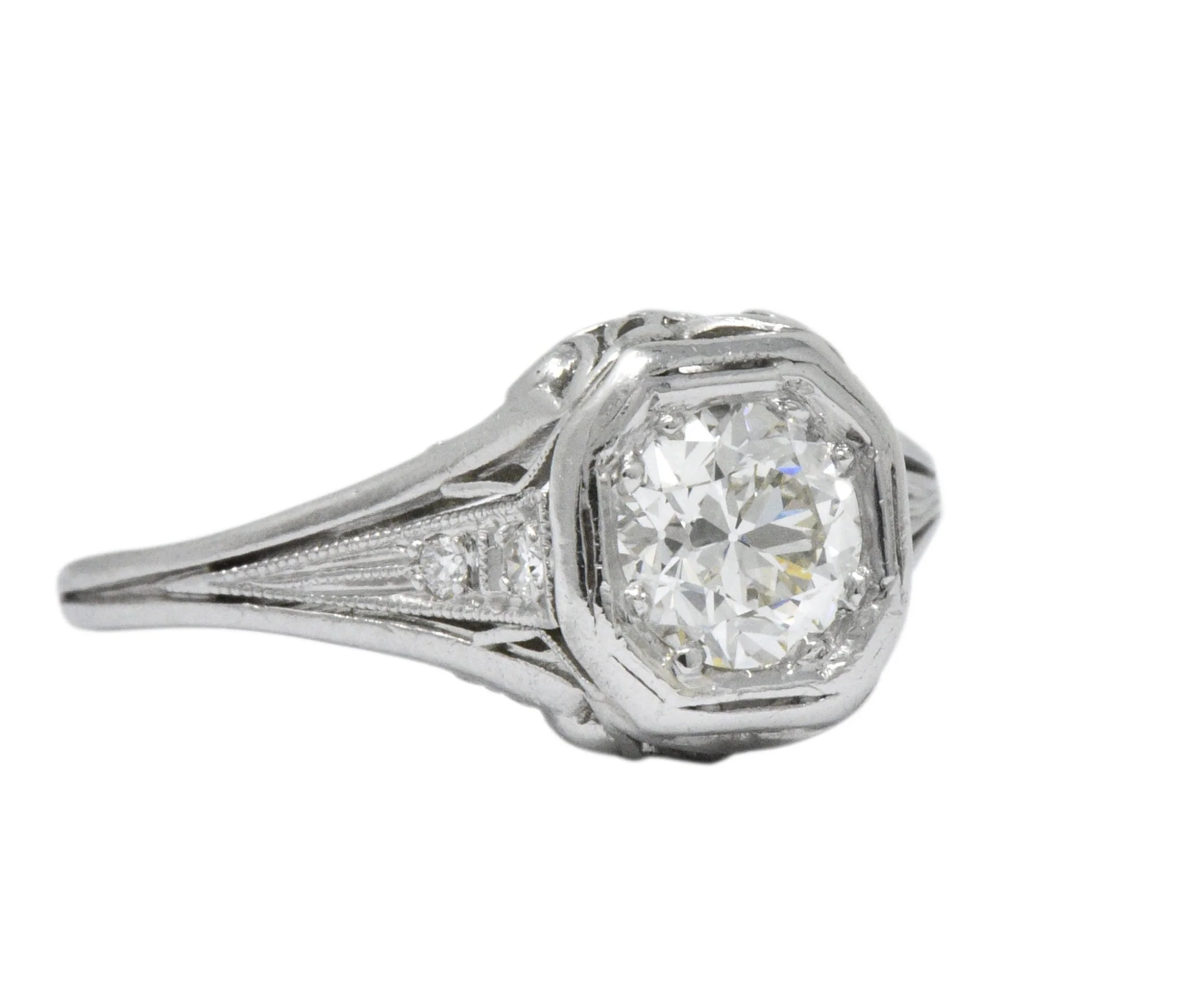 Vintage Art Deco 0.73 CTW Diamond Platinum Engagement Ring - Image 5