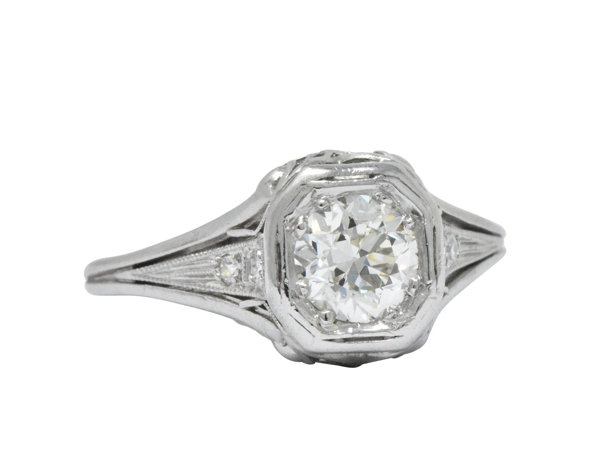 Vintage Art Deco 0.73 CTW Diamond Platinum Engagement Ring - Image 7