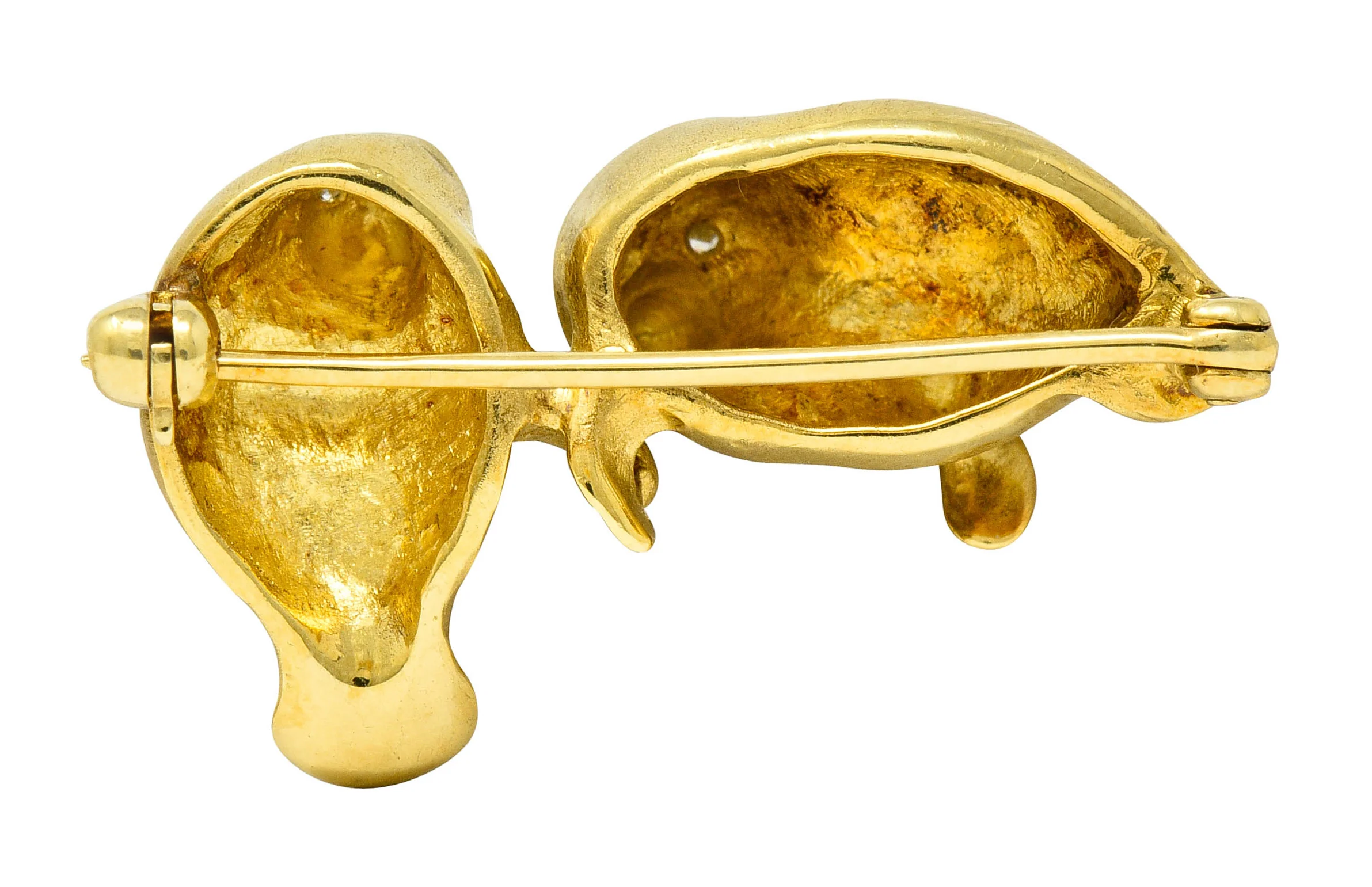 Vintage Diamond 18 Karat Gold Manatee Bar Brooch - Image 3
