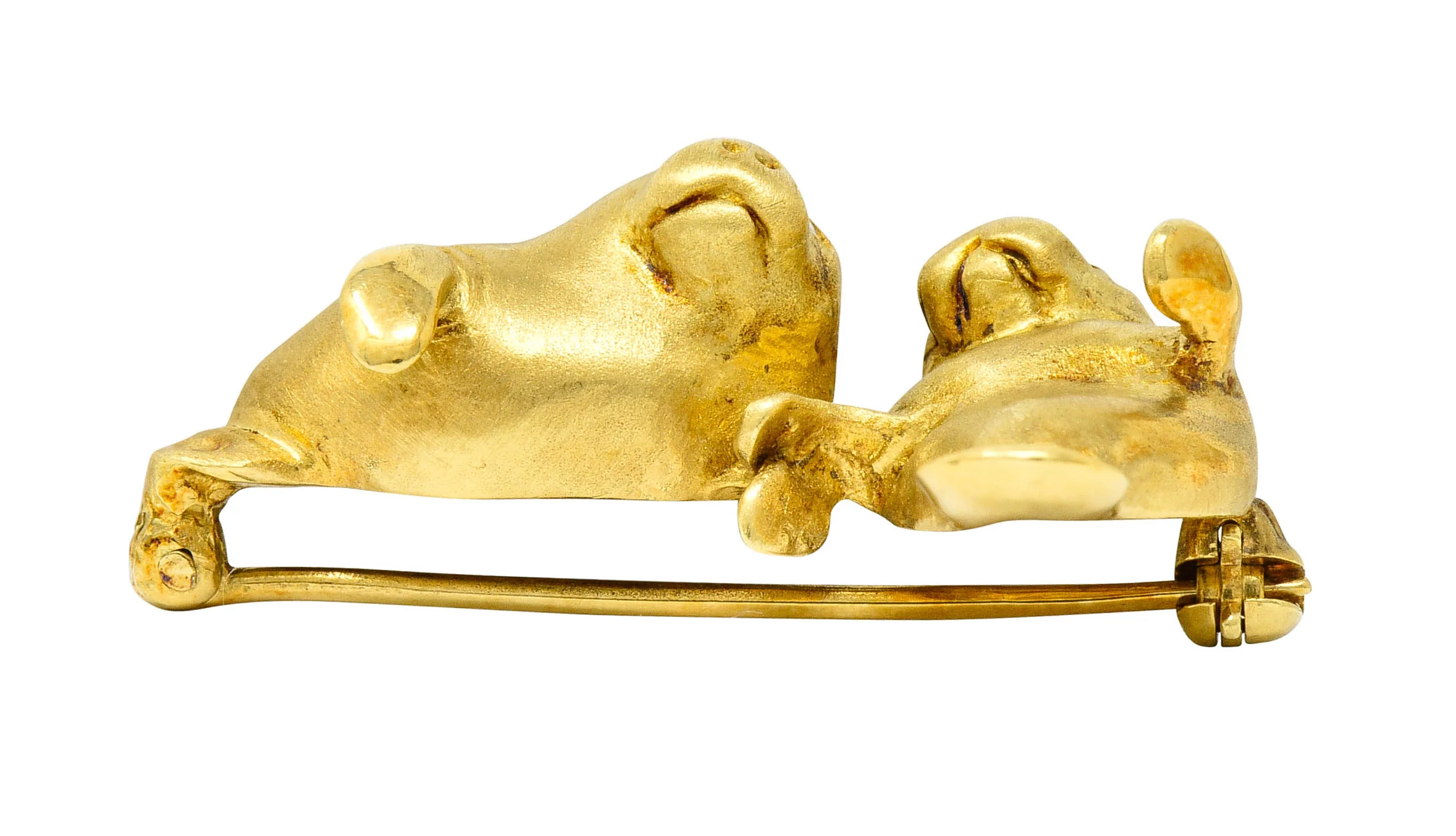Vintage Diamond 18 Karat Gold Manatee Bar Brooch - Image 5