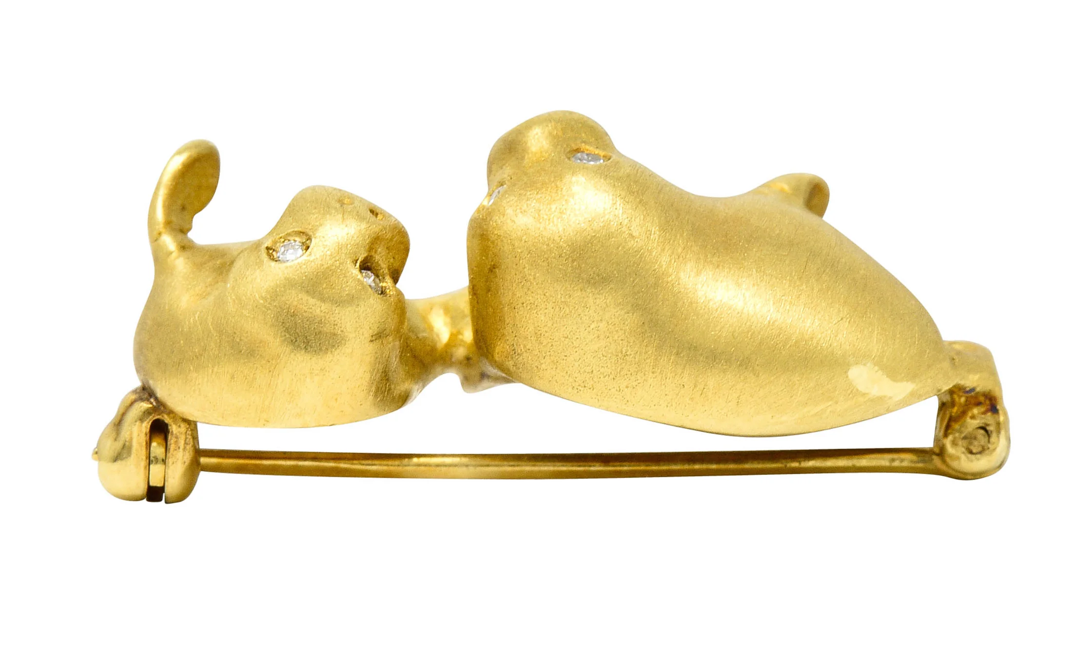 Vintage Diamond 18 Karat Gold Manatee Bar Brooch - Image 6