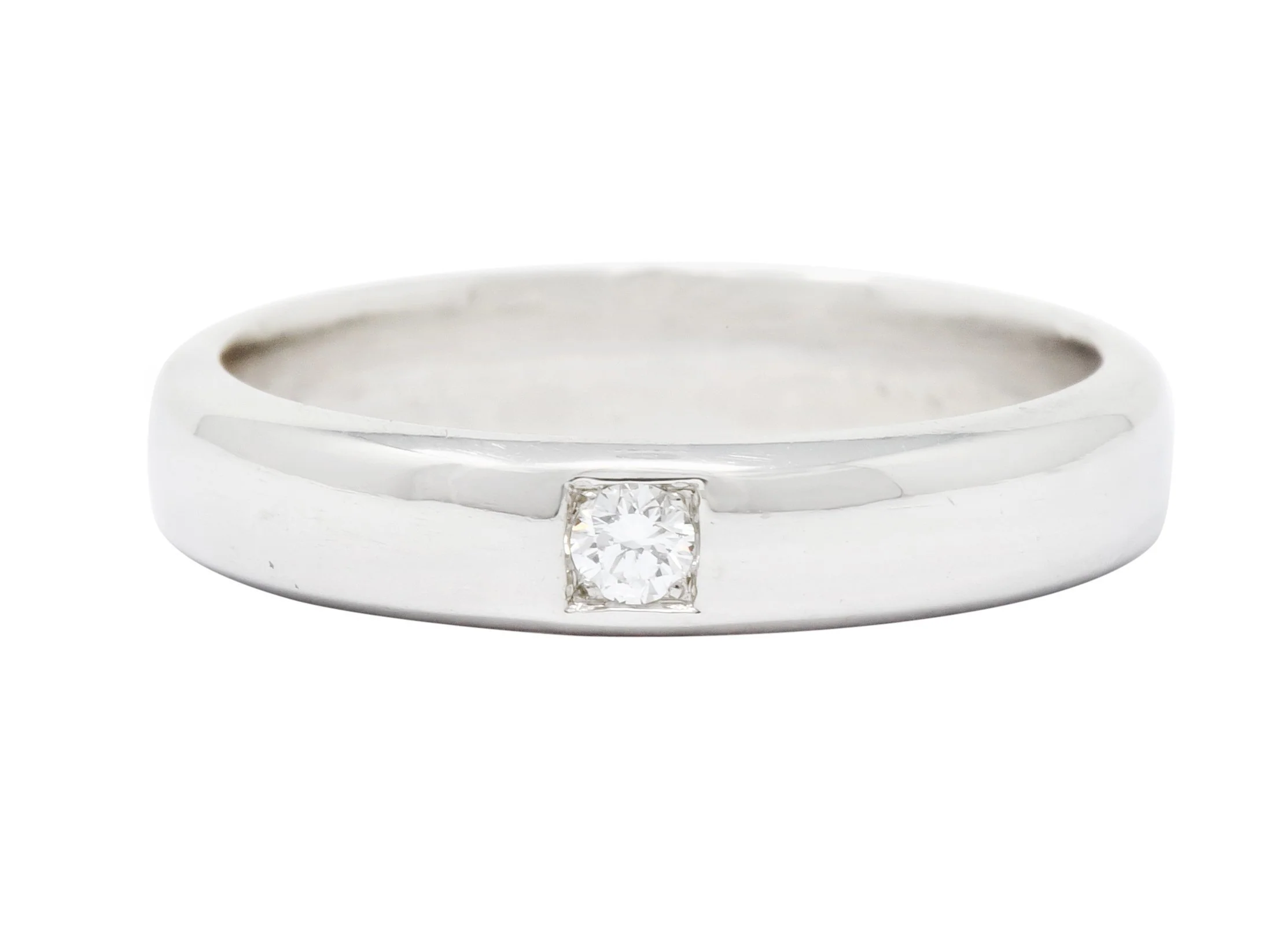 Vintage Diamond 18 Karat White Gold Wedding Band Ring Circa 1990