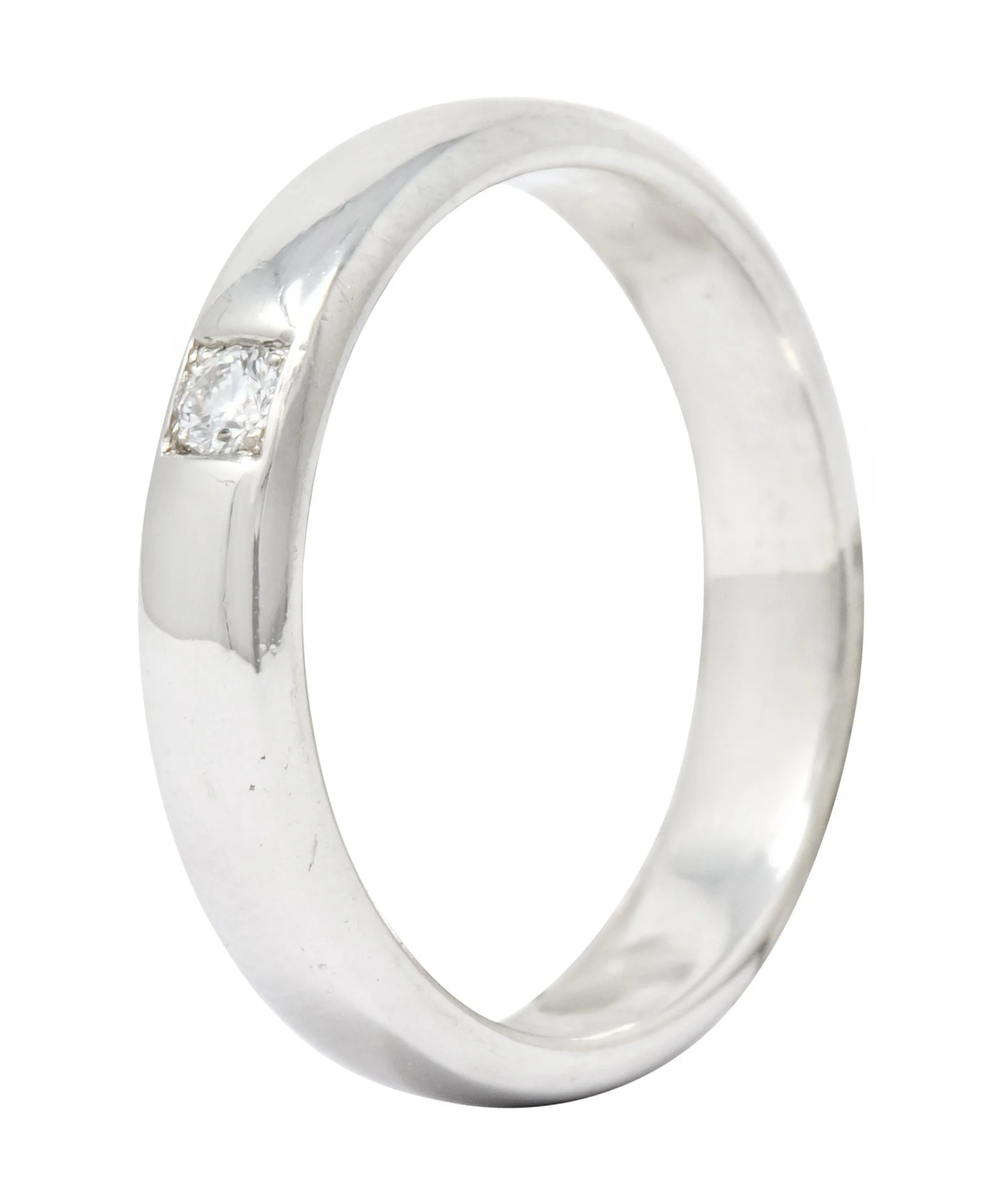 Vintage Diamond 18 Karat White Gold Wedding Band Ring Circa 1990 - Image 6