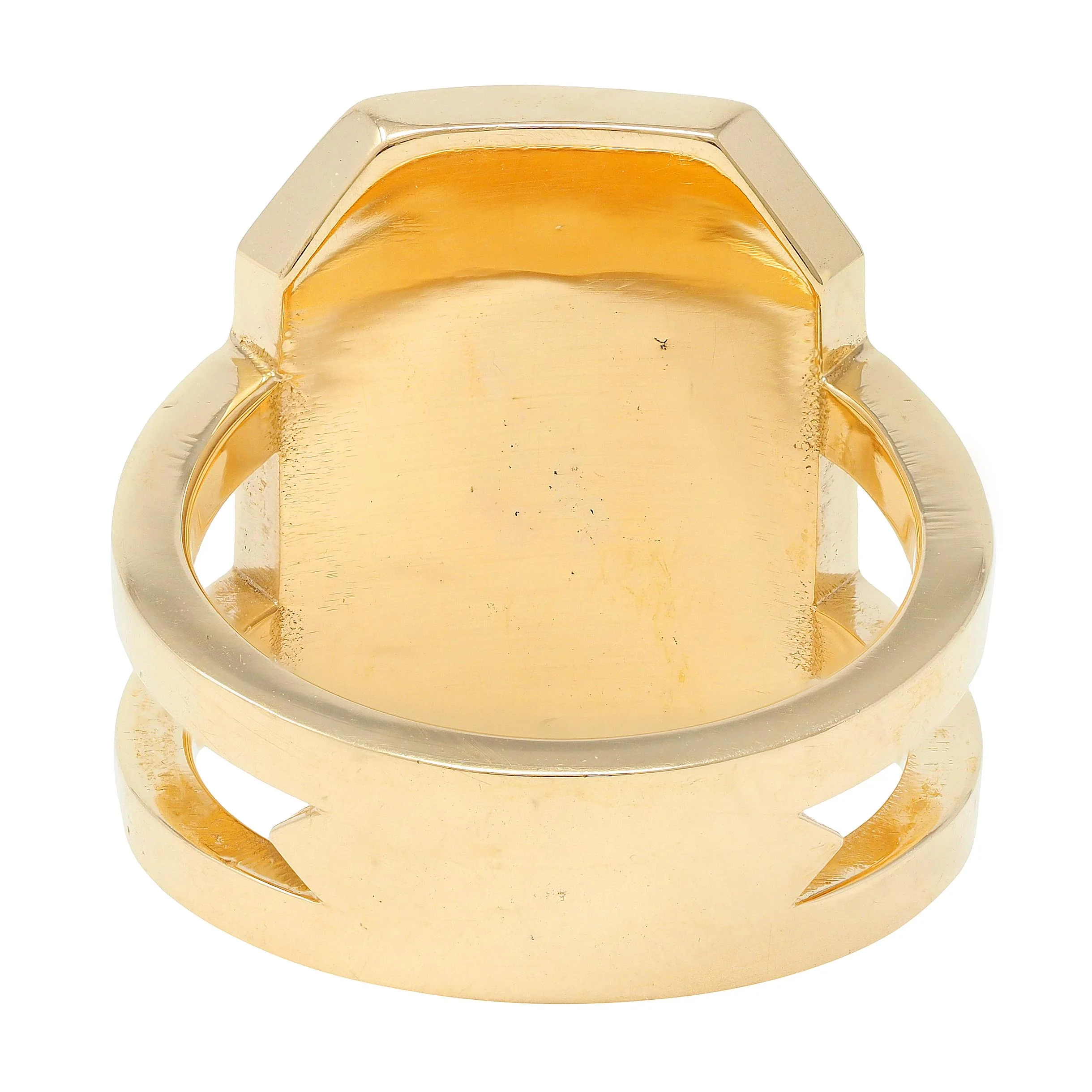 Vintage Diamond Carved Black Labradorite 18 Karat Two-Tone Gold Face Ring - Image 5