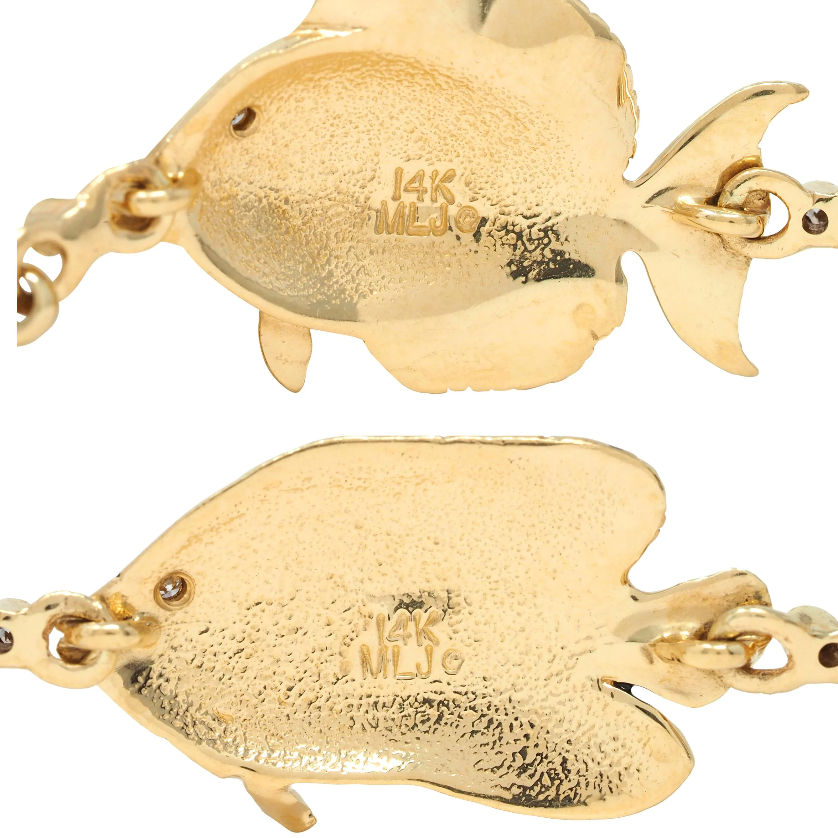 Vintage Diamond Enamel 14 Karat Yellow Gold Tropical Fish Link Bracelet - Image 5