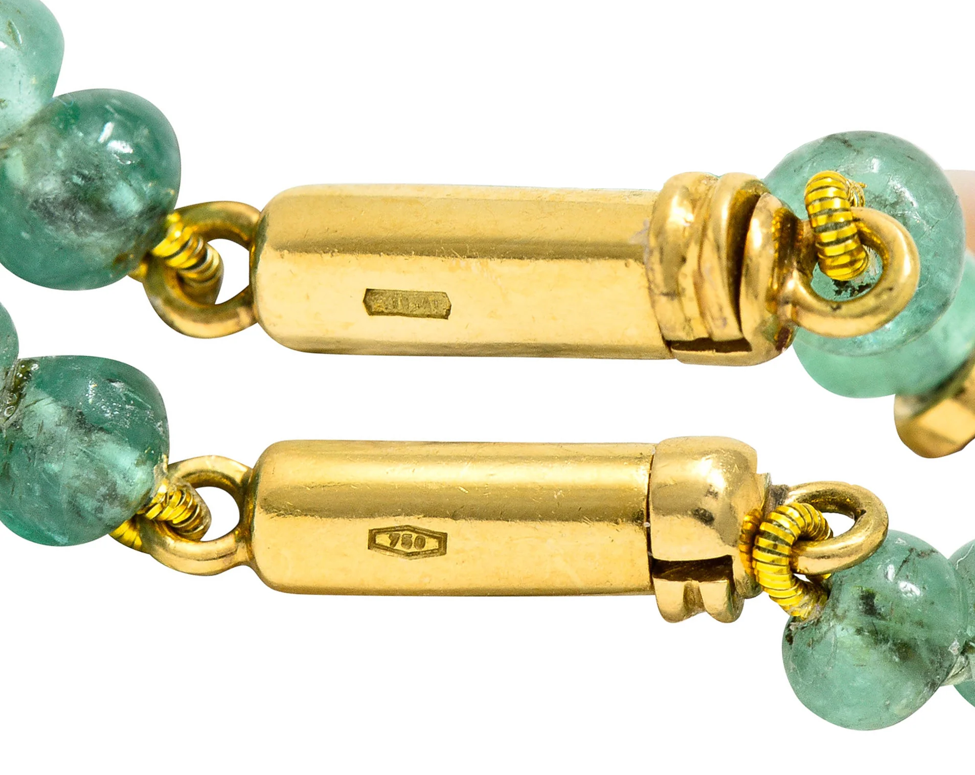 Vintage Diamond Ruby Emerald 18 Karat Gold Strand Necklace - Image 5