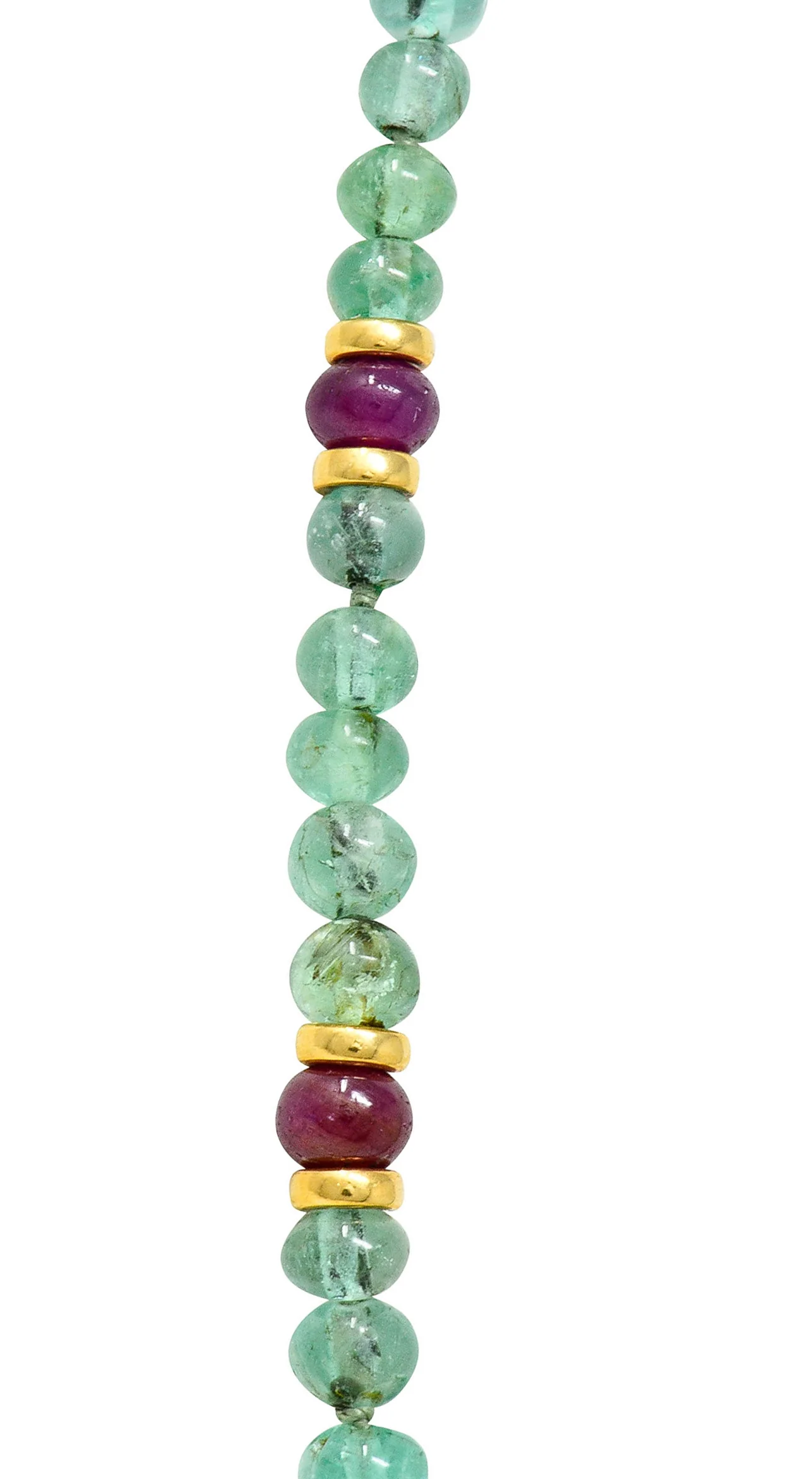 Vintage Diamond Ruby Emerald 18 Karat Gold Strand Necklace - Image 8
