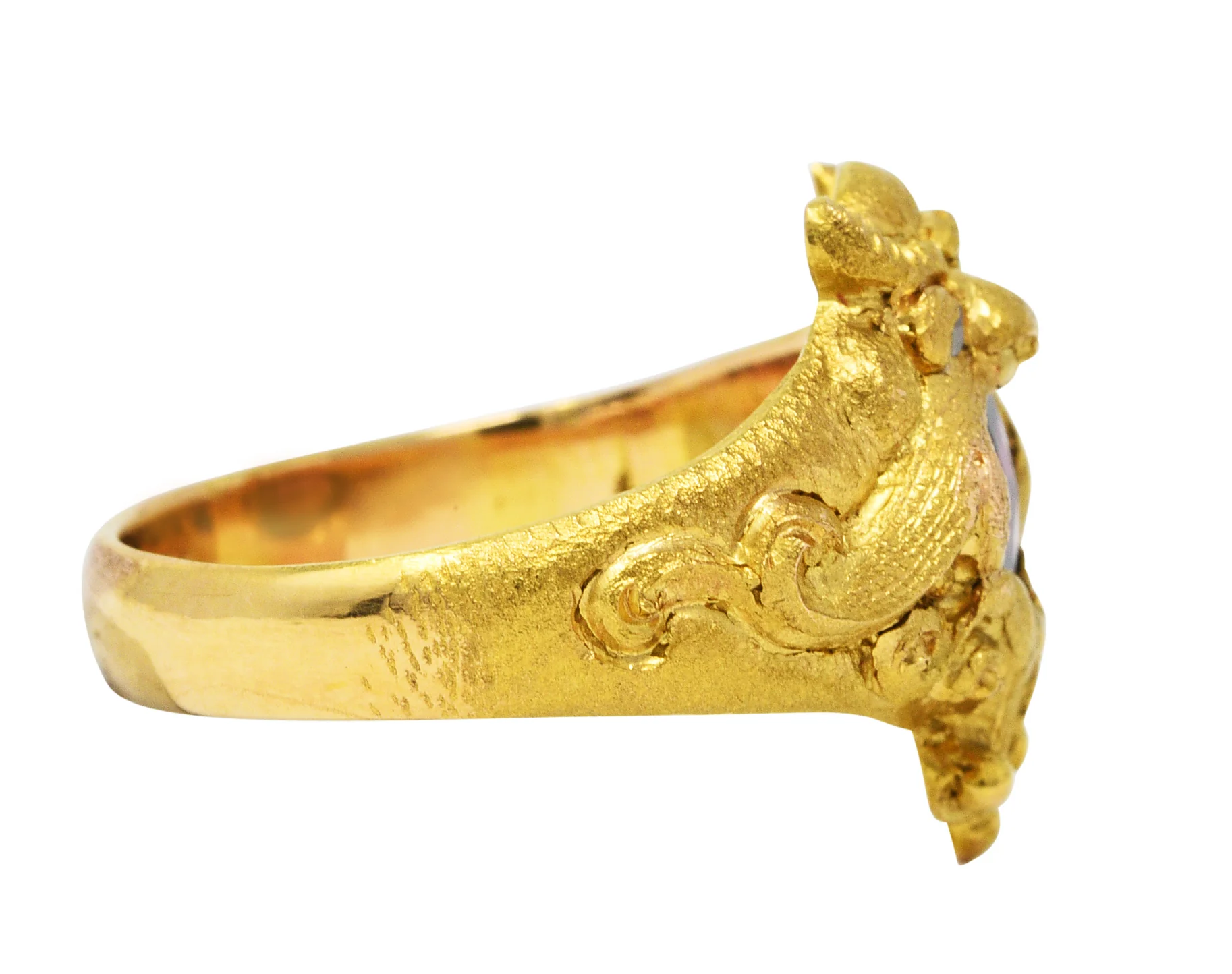 Vintage Garnet Diamond 18 Karat Gold Unisex Gargoyle Ring - Image 3
