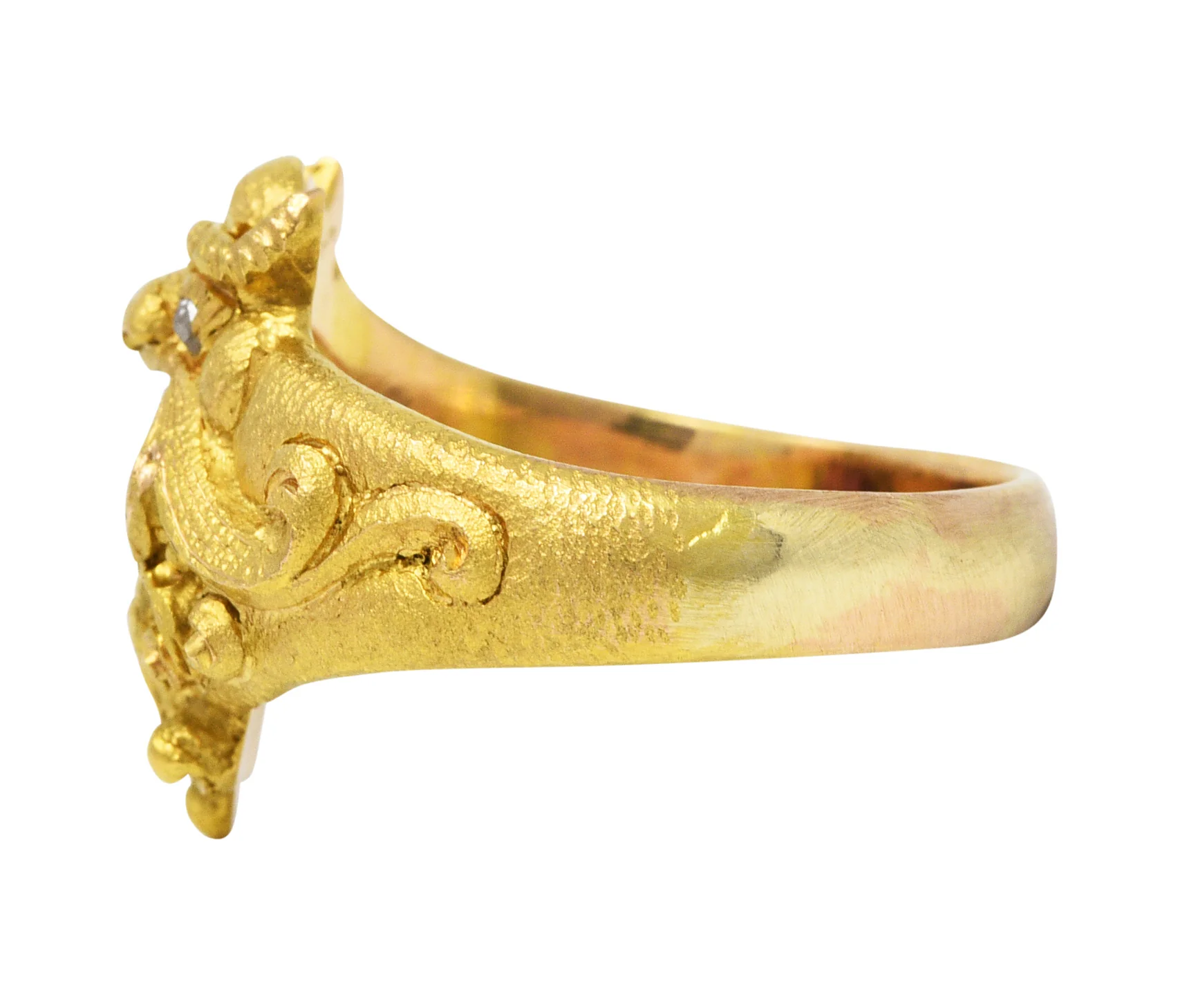 Vintage Garnet Diamond 18 Karat Gold Unisex Gargoyle Ring - Image 5