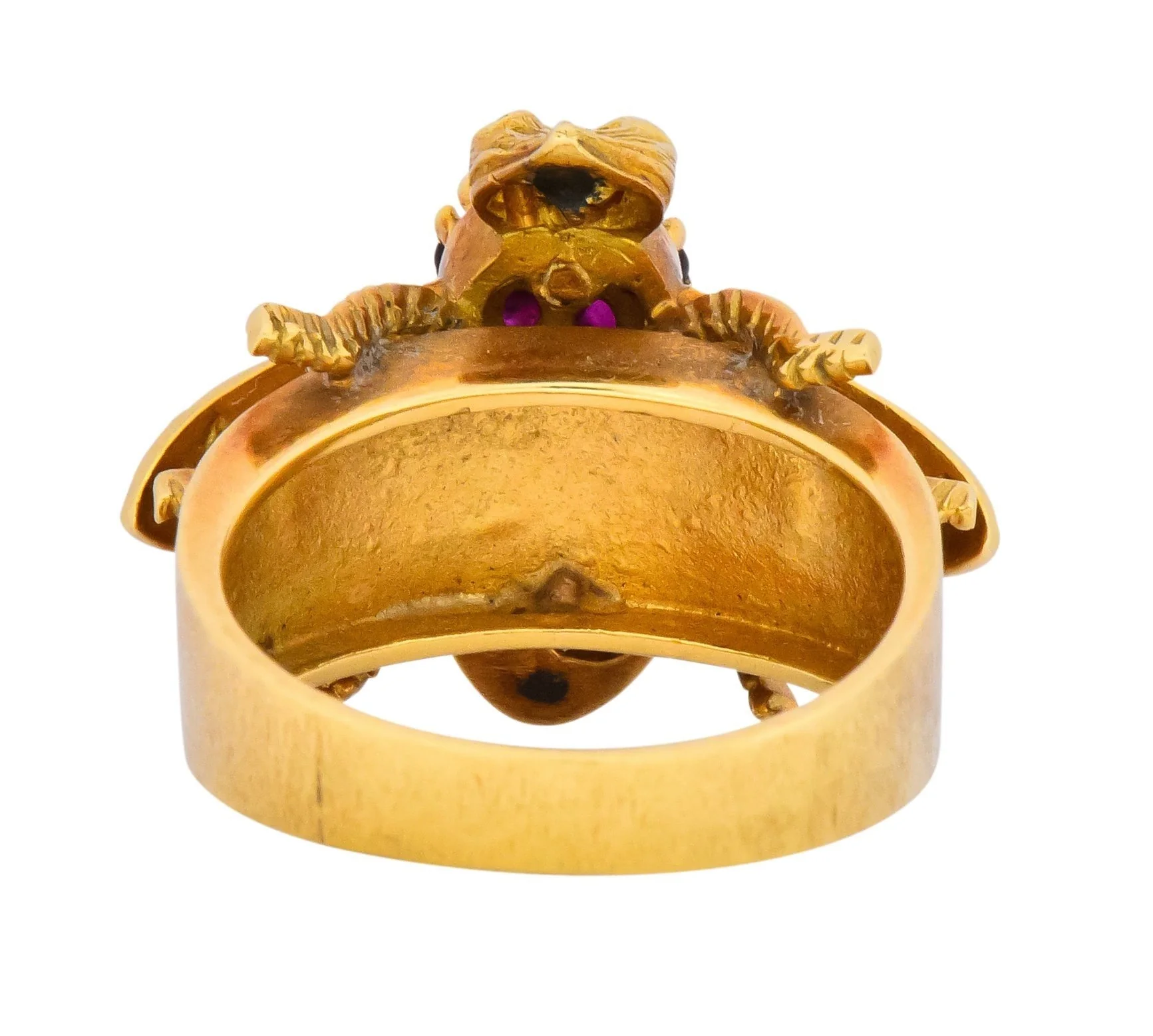 Vintage Herbert Rosenthal 0.95 CTW Diamond Ruby 18 Karat Gold Bee Ring - Image 6