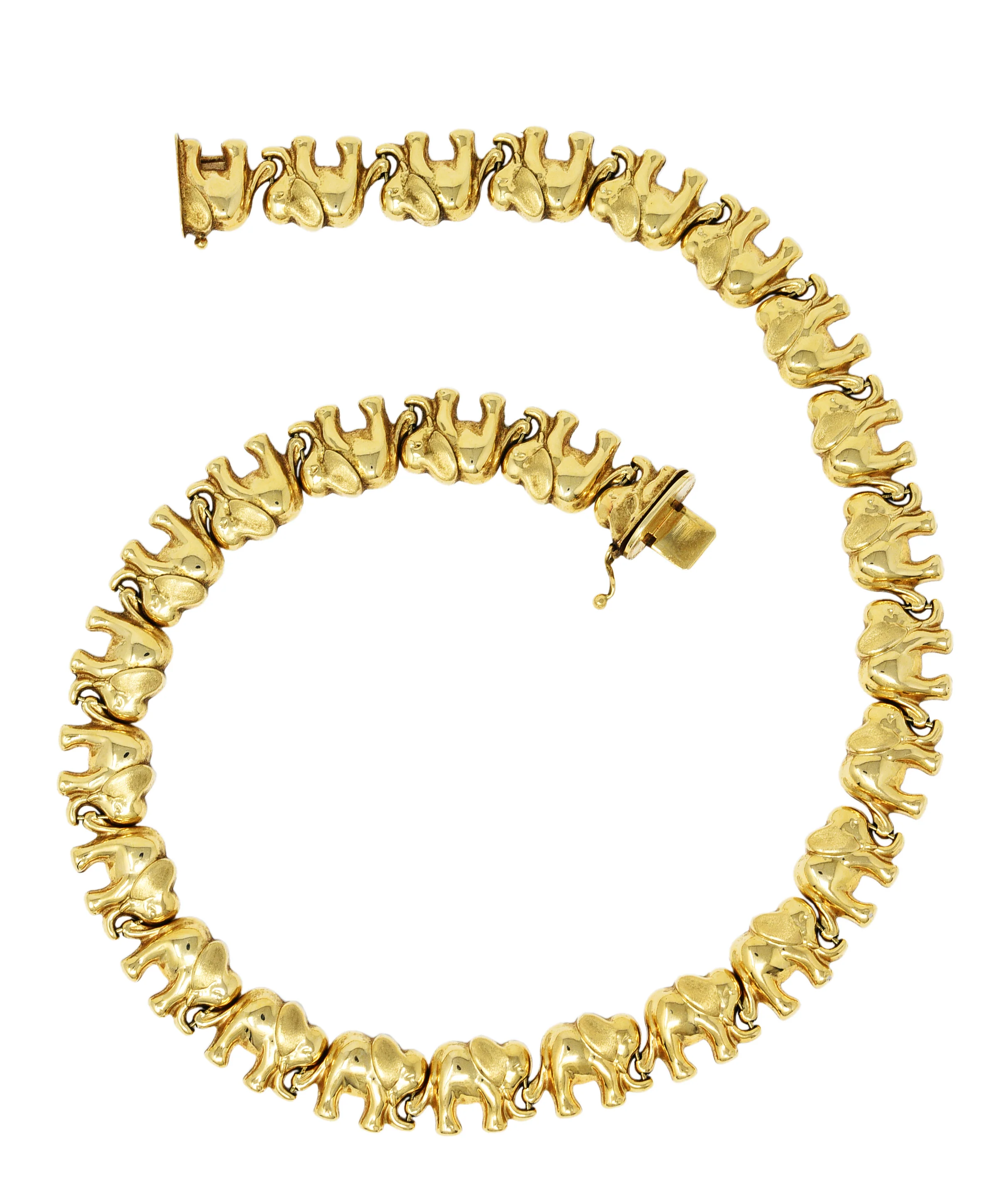 Vintage Italian 14 Karat Gold Elephant Link Necklace - Image 2