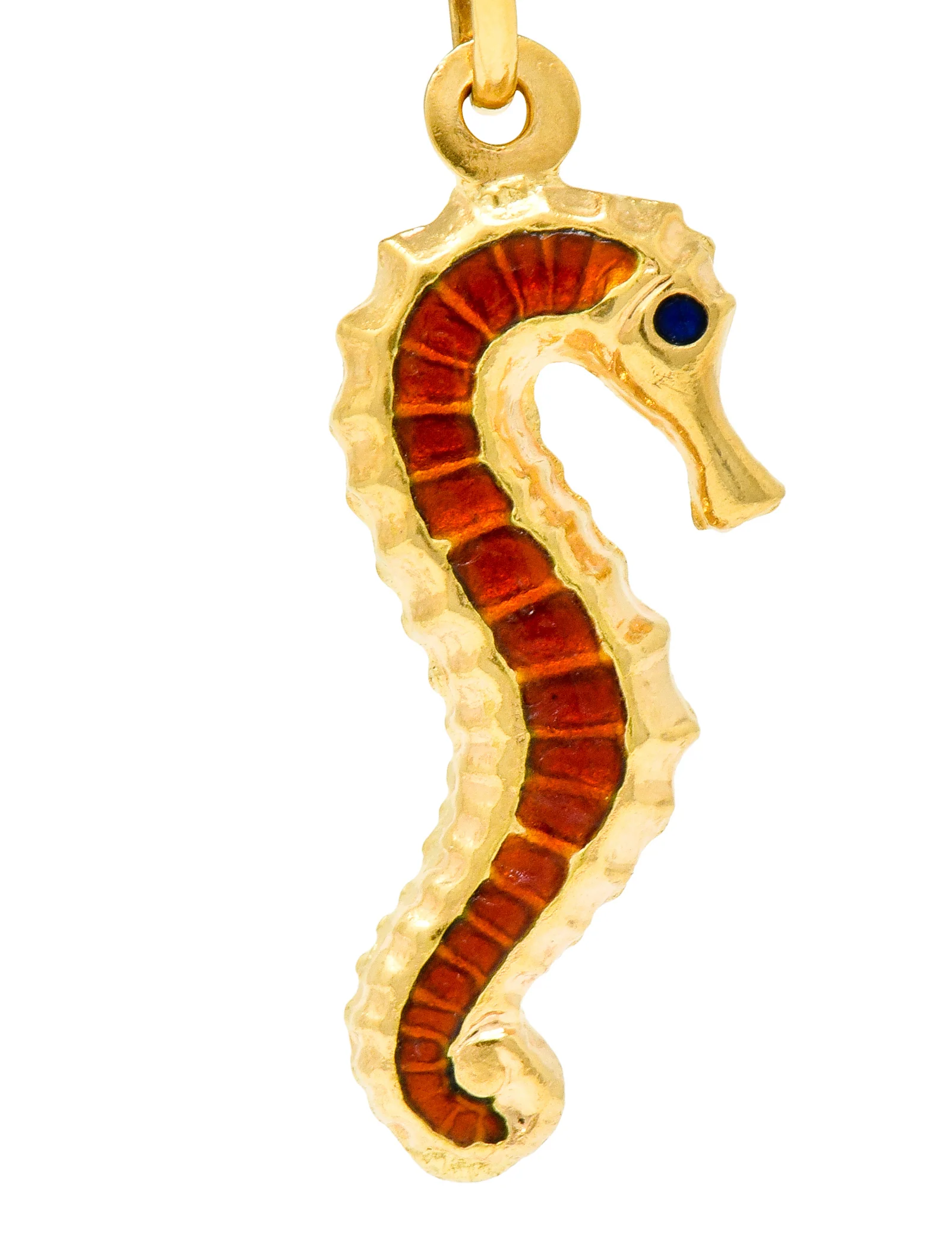 Vintage Italian Enamel 18 Karat Gold Seahorse Charm Circa 1960 - Image 4