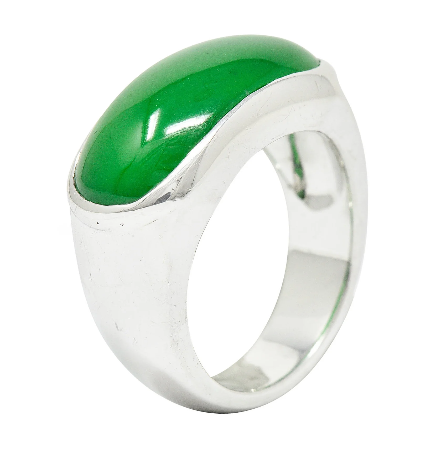 Vintage Jadeite Jade Platinum Unisex Band Ring GIA - Image 10