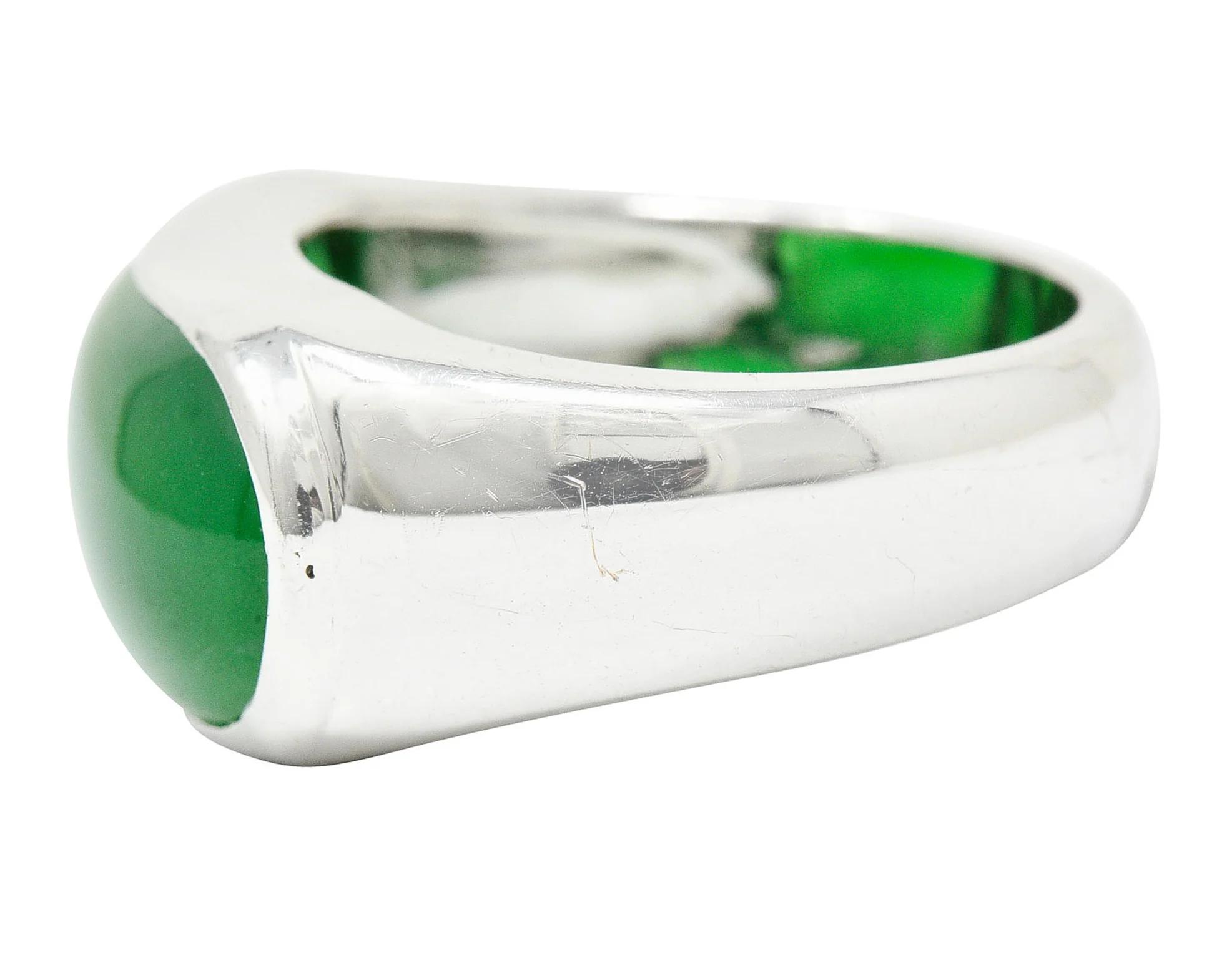 Vintage Jadeite Jade Platinum Unisex Band Ring GIA - Image 6