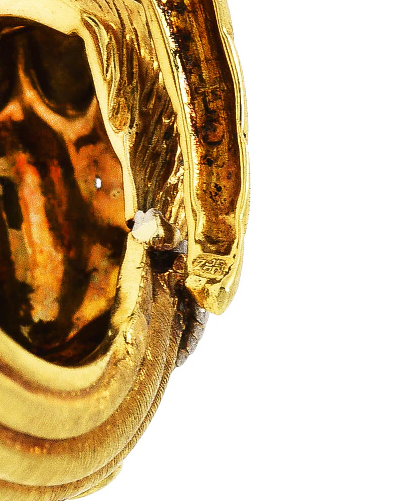 Vintage Lalaounis Ruby Emerald 18 Karat Two-Tone Gold Greek Lion Head Bypass Ring - Image 5