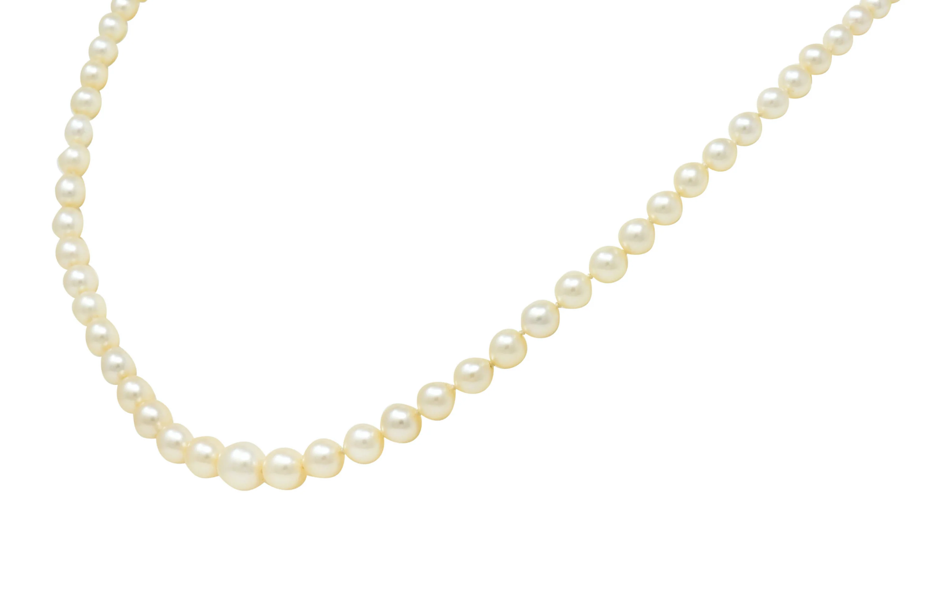 Vintage Marquise Diamond Platinum Graduated Pearl Strand Necklace - Image 3