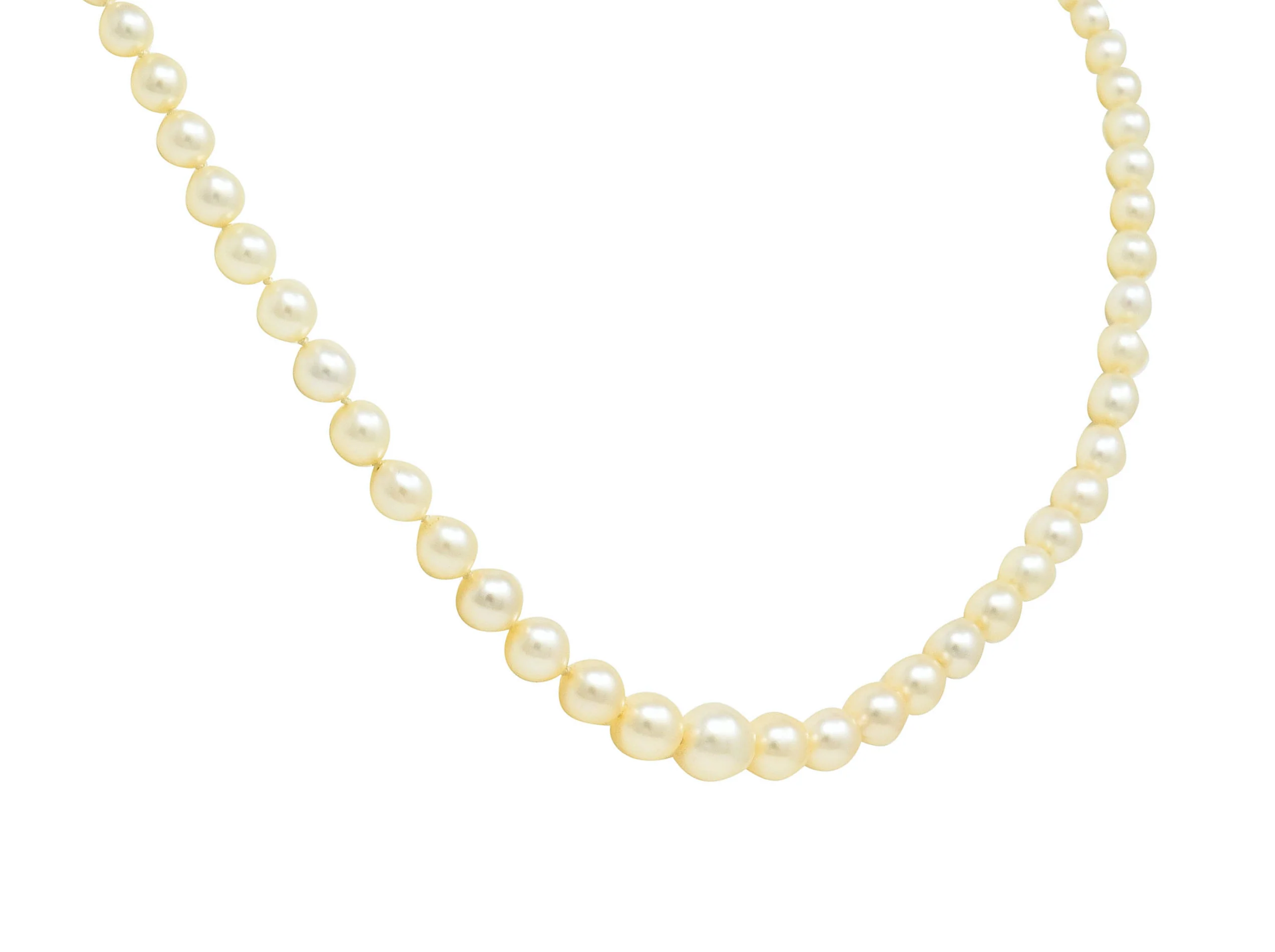 Vintage Marquise Diamond Platinum Graduated Pearl Strand Necklace - Image 4