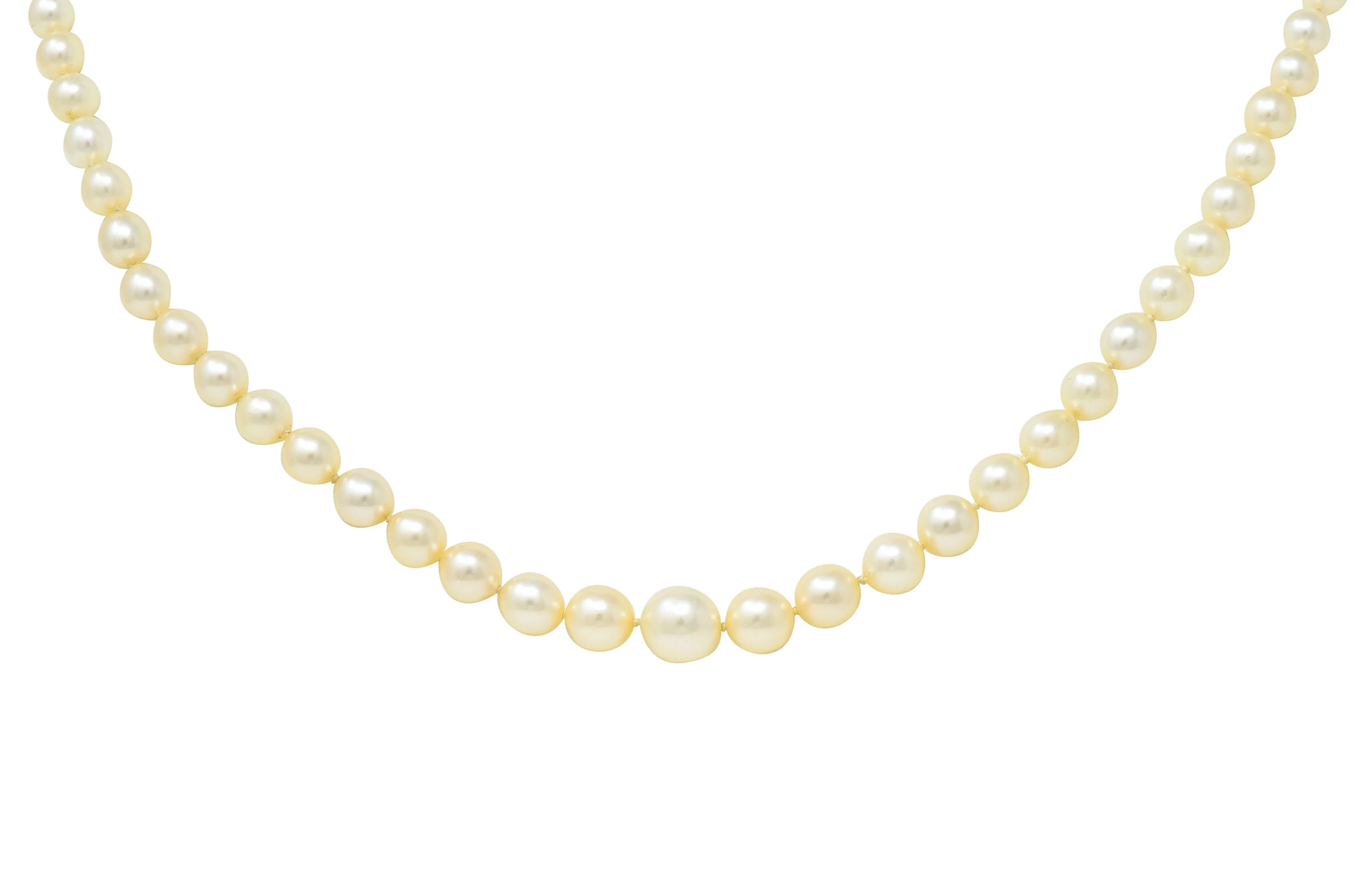Vintage Marquise Diamond Platinum Graduated Pearl Strand Necklace - Image 7