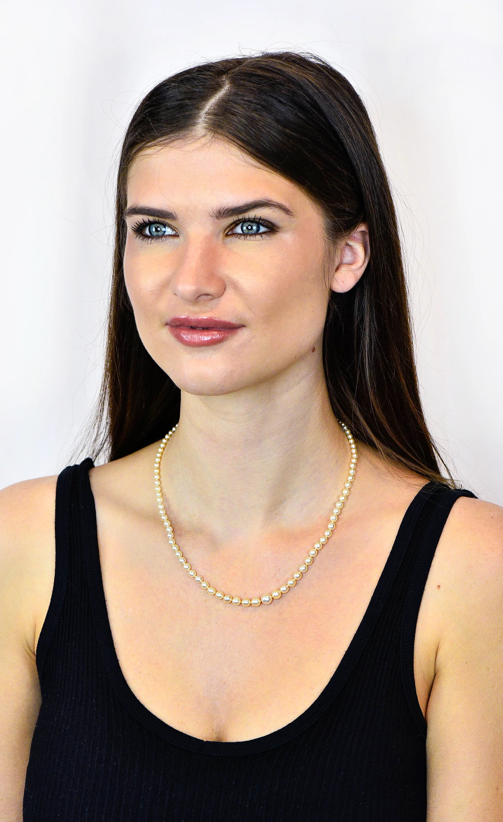 Vintage Marquise Diamond Platinum Graduated Pearl Strand Necklace - Image 9