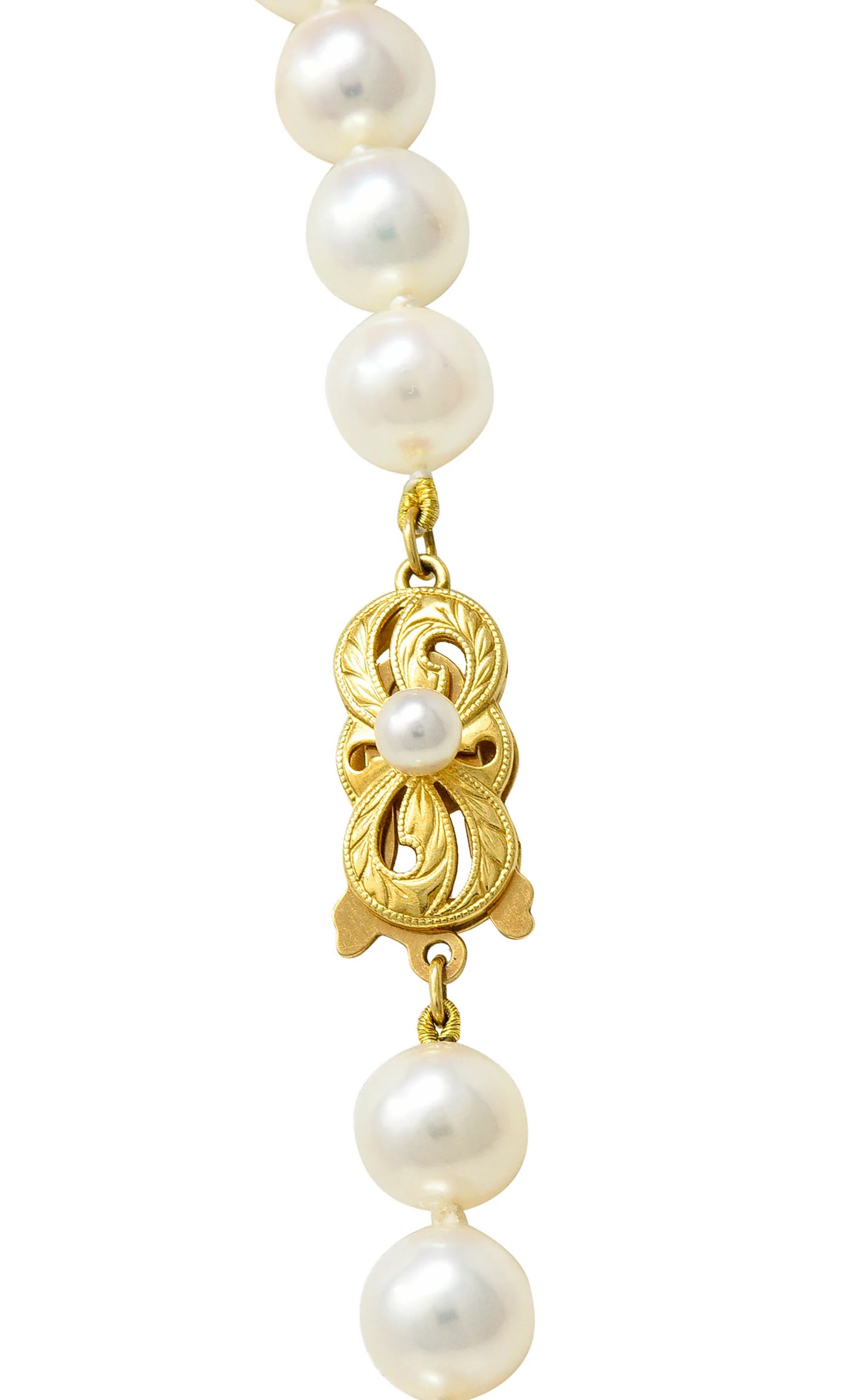 Vintage Mikimoto Cultured Pearl 18 Karat Gold Strand Necklace - Image 7