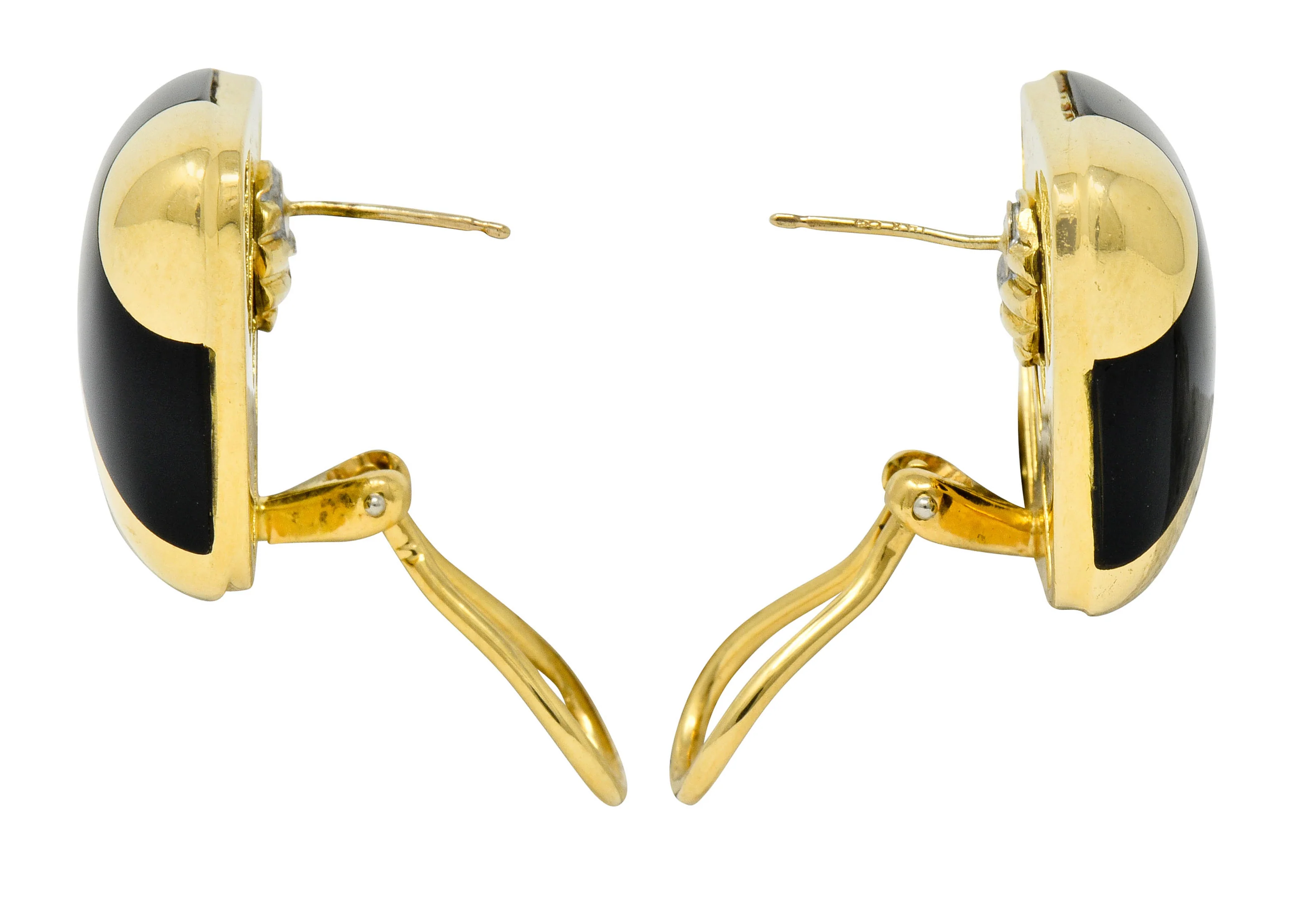 Vintage Onyx 18 Karat Gold Striped Cushion Earrings Contemporary - Image 5