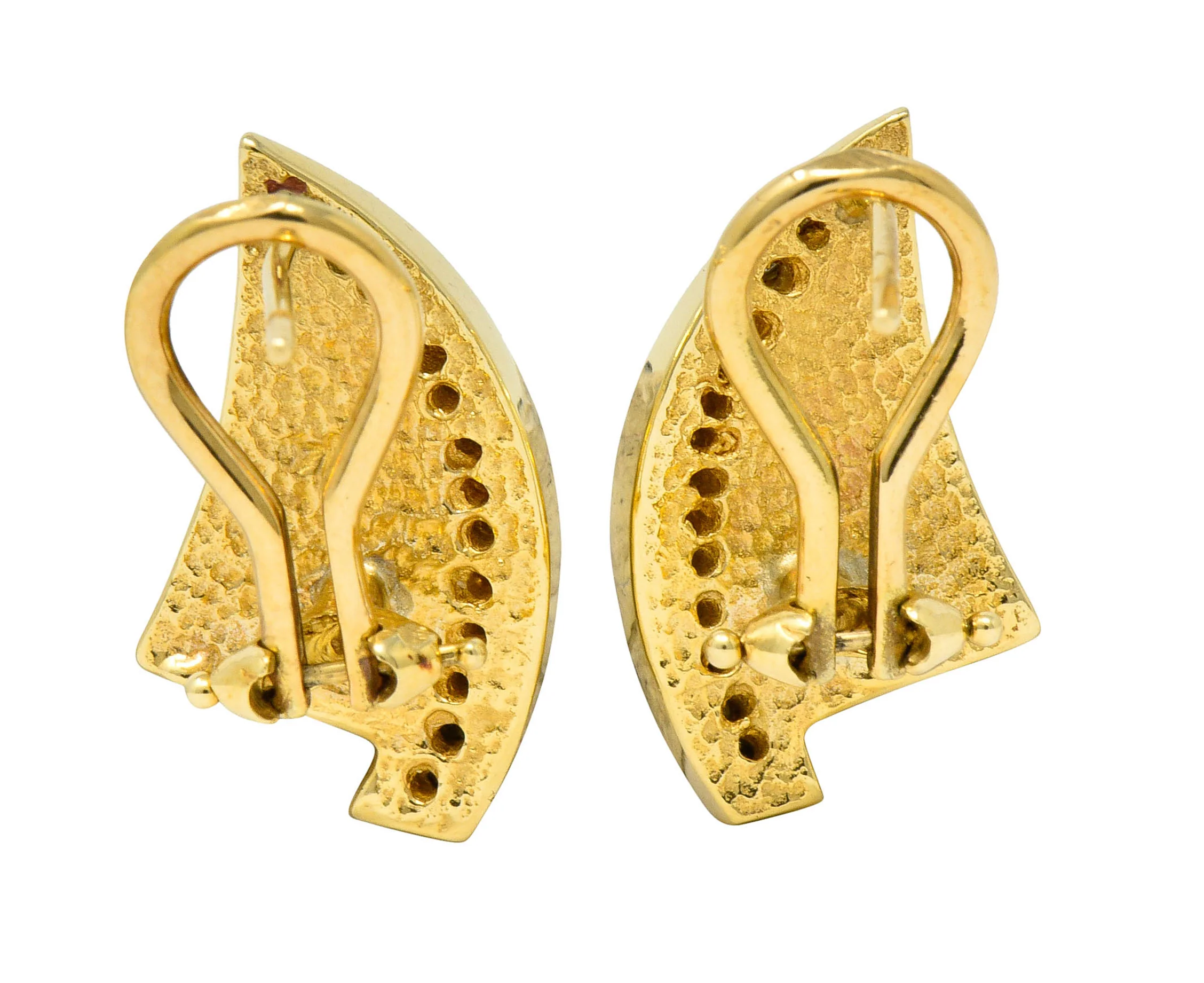 Vintage Opal Inlay 0.50 CTW Diamond 14 Karat Gold Earrings - Image 3