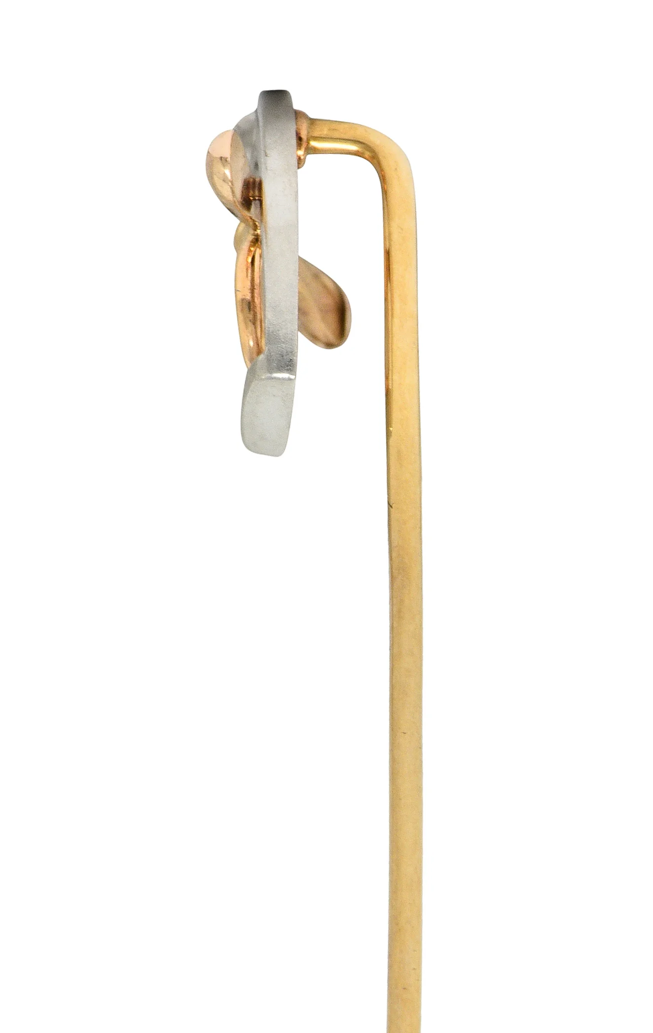 Vintage Platinum 14 Karat Rose Gold Airplane Propeller Stickpin - Image 5