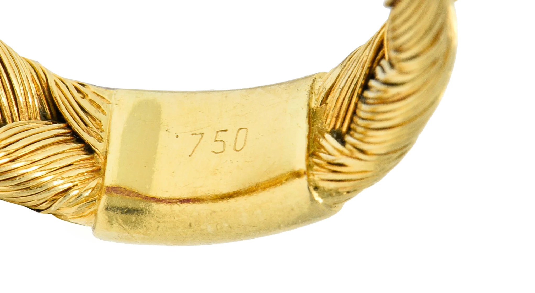 Vintage Ruby Diamond 18 Karat Gold Wheat Band Ring - Image 9