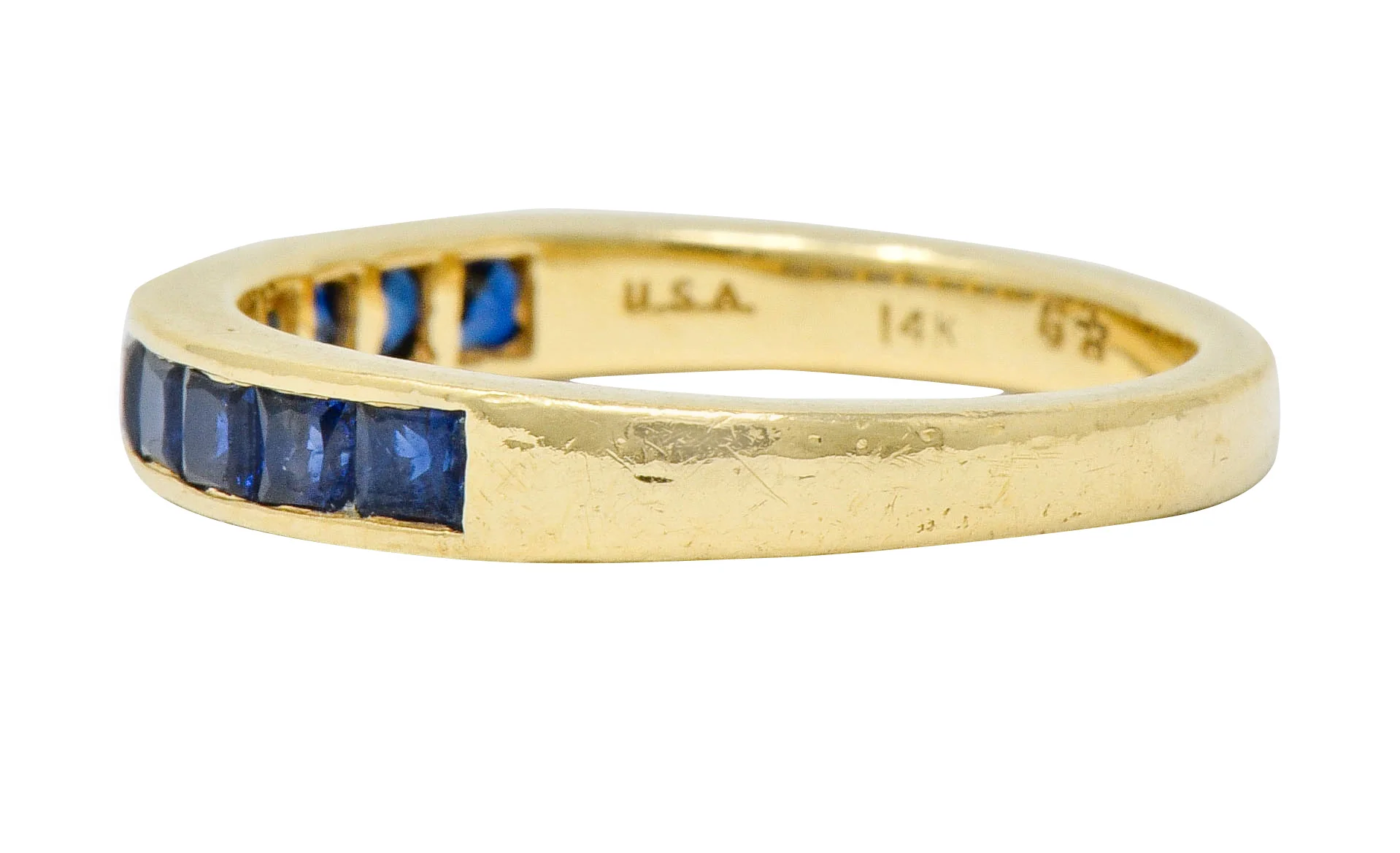 Vintage Sapphire 14 Karat Gold Channel Band Ring - Image 5