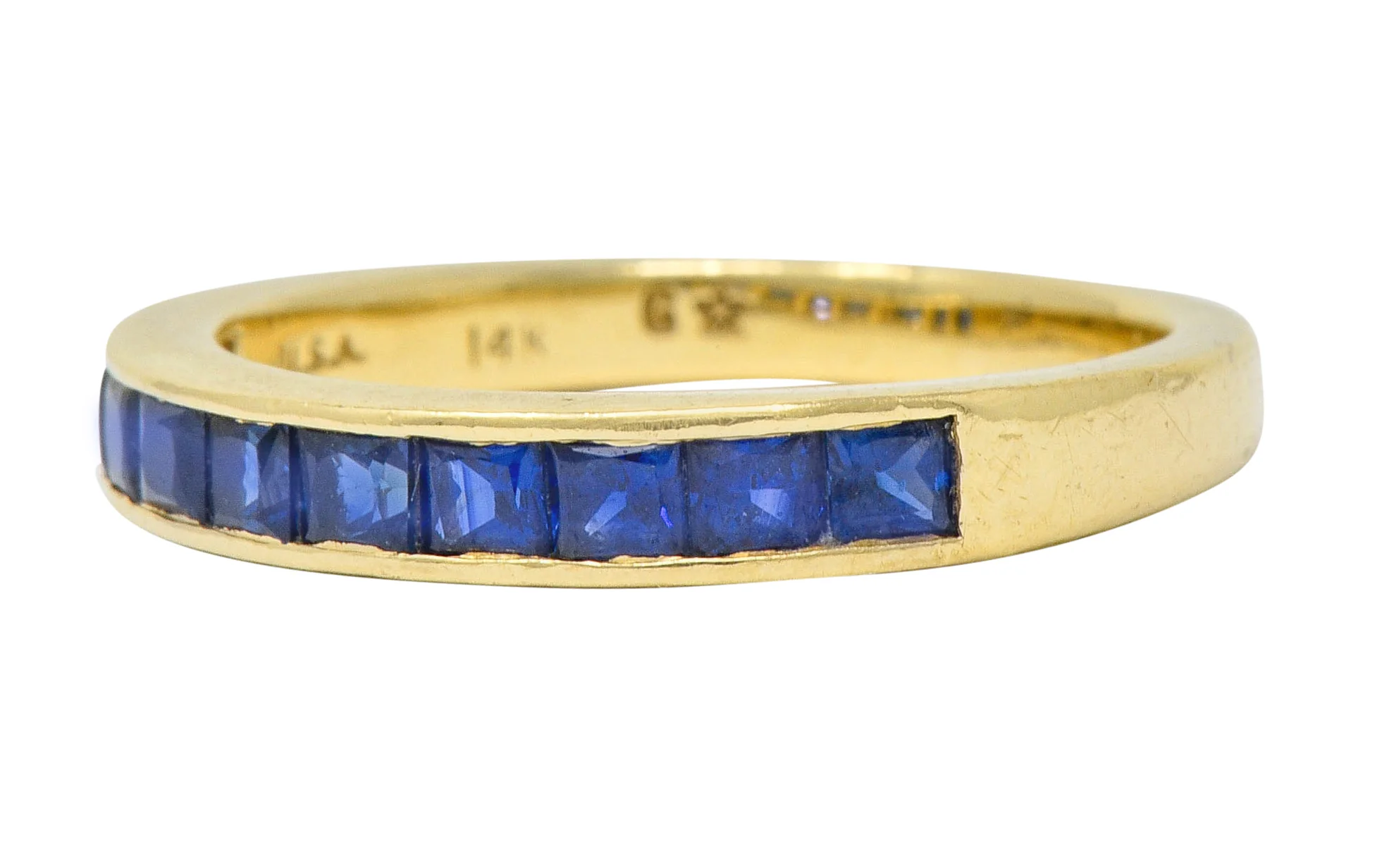 Vintage Sapphire 14 Karat Gold Channel Band Ring - Image 6