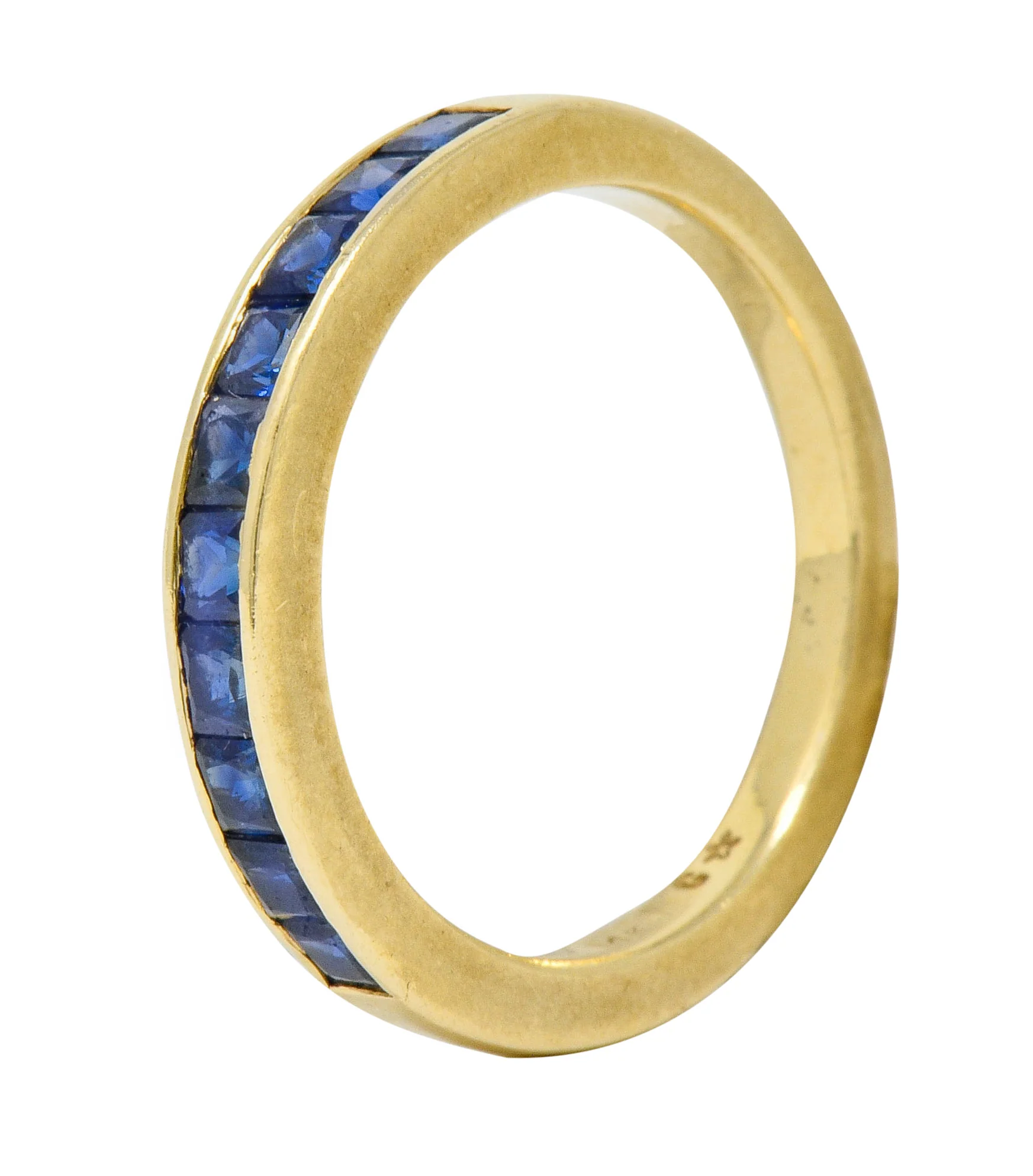 Vintage Sapphire 14 Karat Gold Channel Band Ring - Image 9