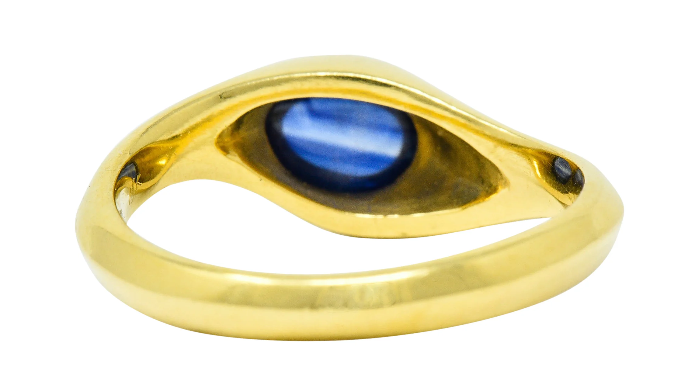 Vintage Sapphire Cabochon 18 Karat Gold Eyelet Band Ring Circa 1990s - Image 4