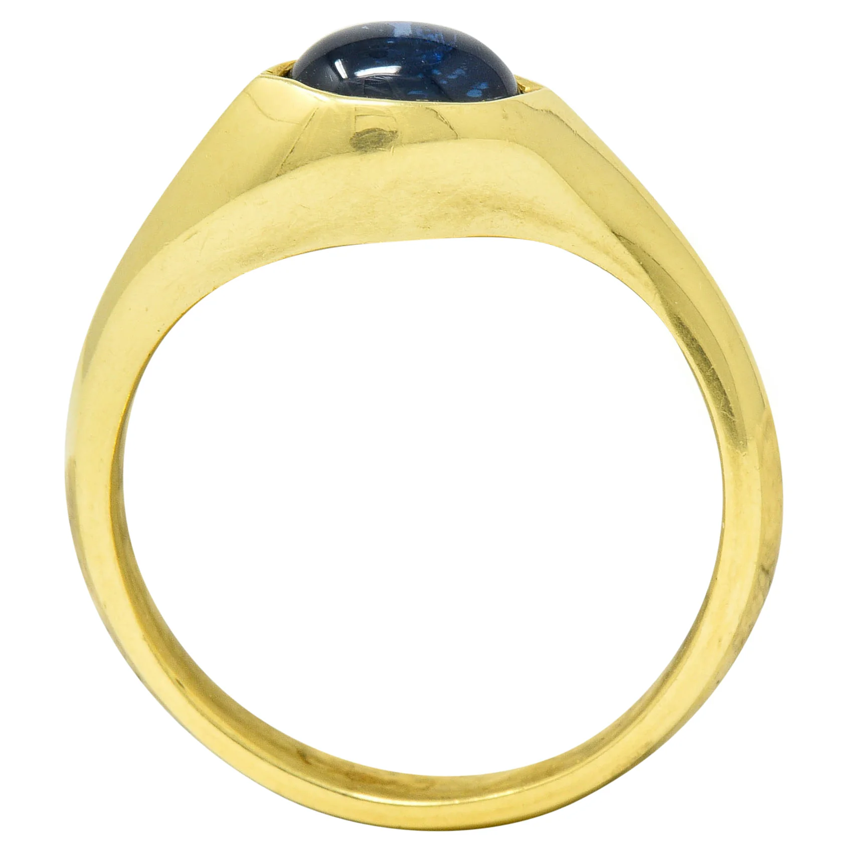 Vintage Sapphire Cabochon 18 Karat Gold Eyelet Band Ring Circa 1990s - Image 7