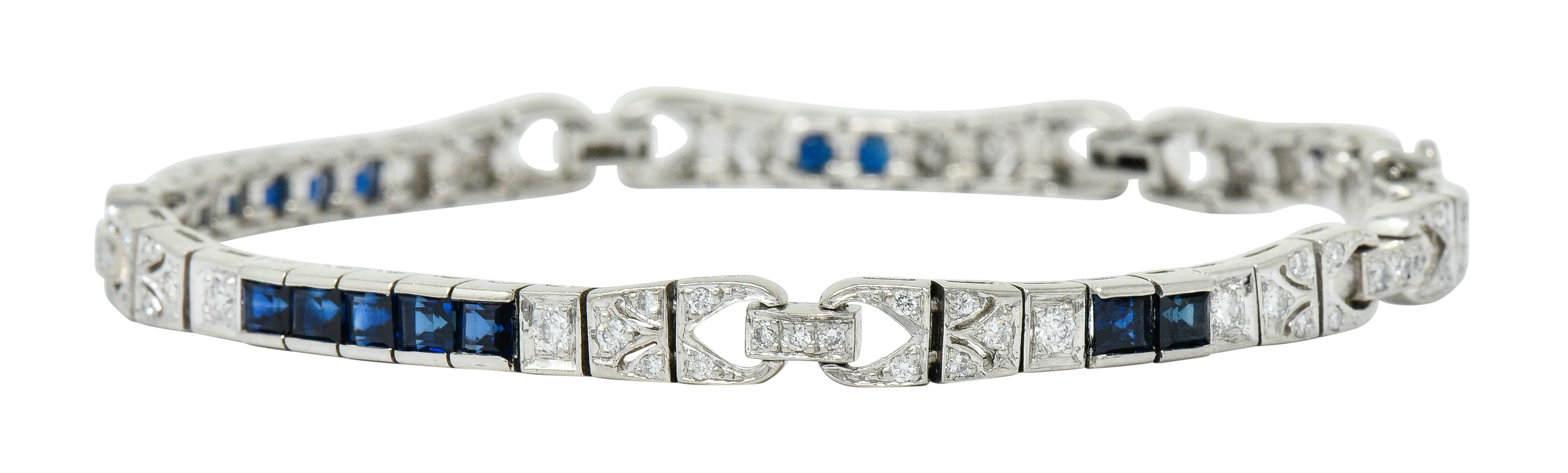 Vintage Sapphire Diamond Platinum Line Bracelet - Image 6