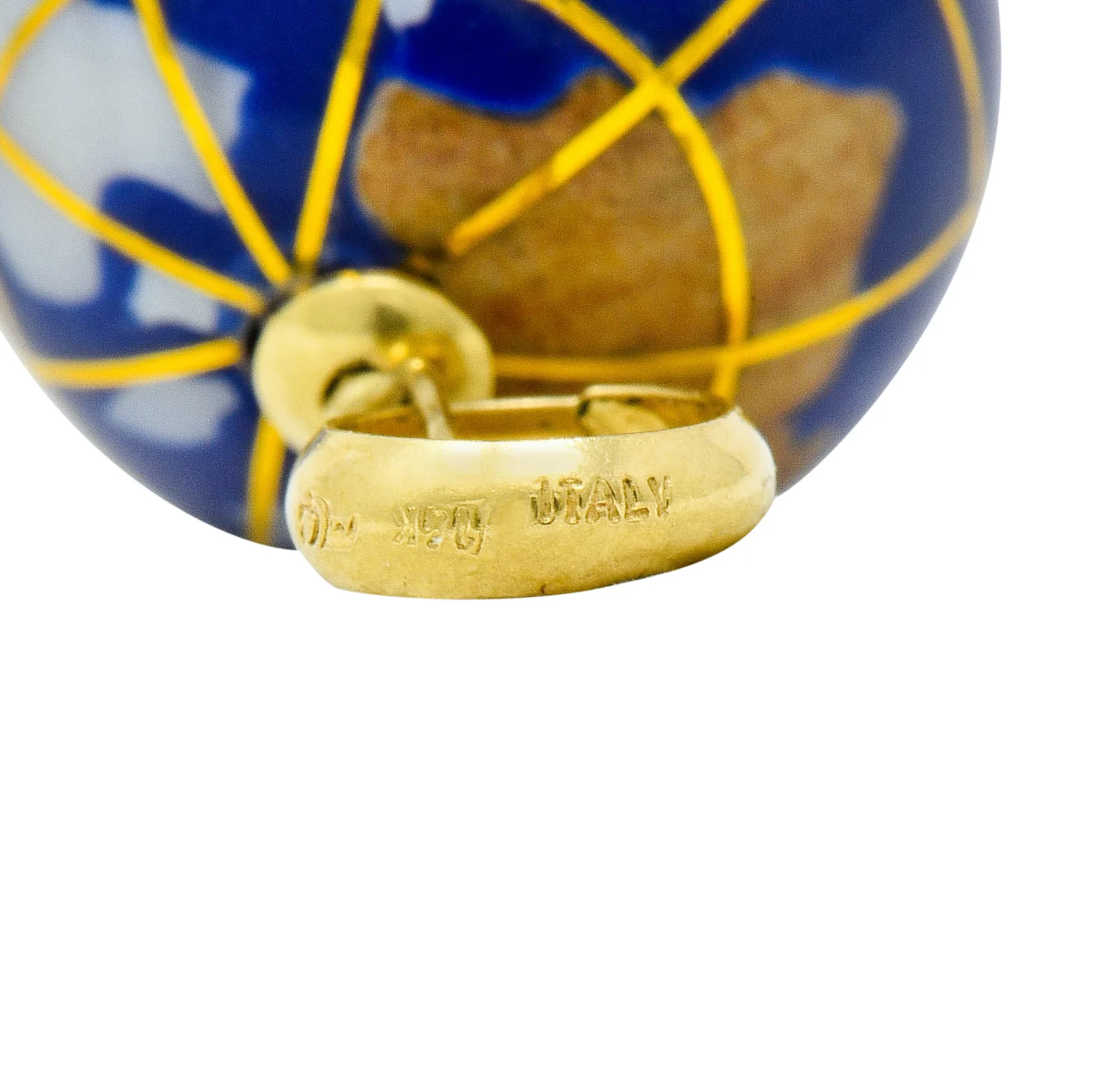 Vintage Shell Inlay Italian 14 Karat Gold Articulated Globe Pendant Charm - Image 6